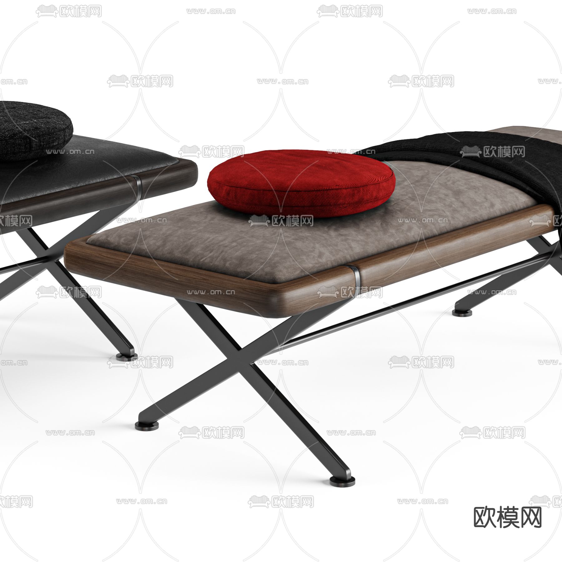 脚踏 床尾凳3d模型下载（渲染图2）