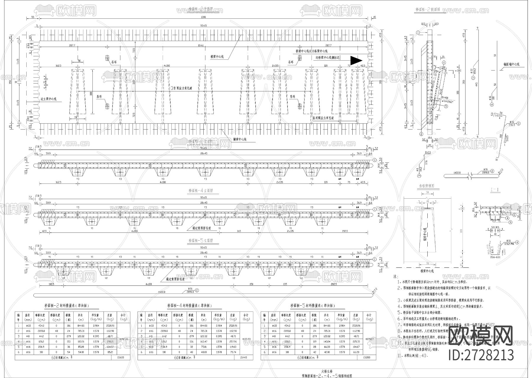大桥主桥预制桥面板钢筋构造图下载（渲染图1）