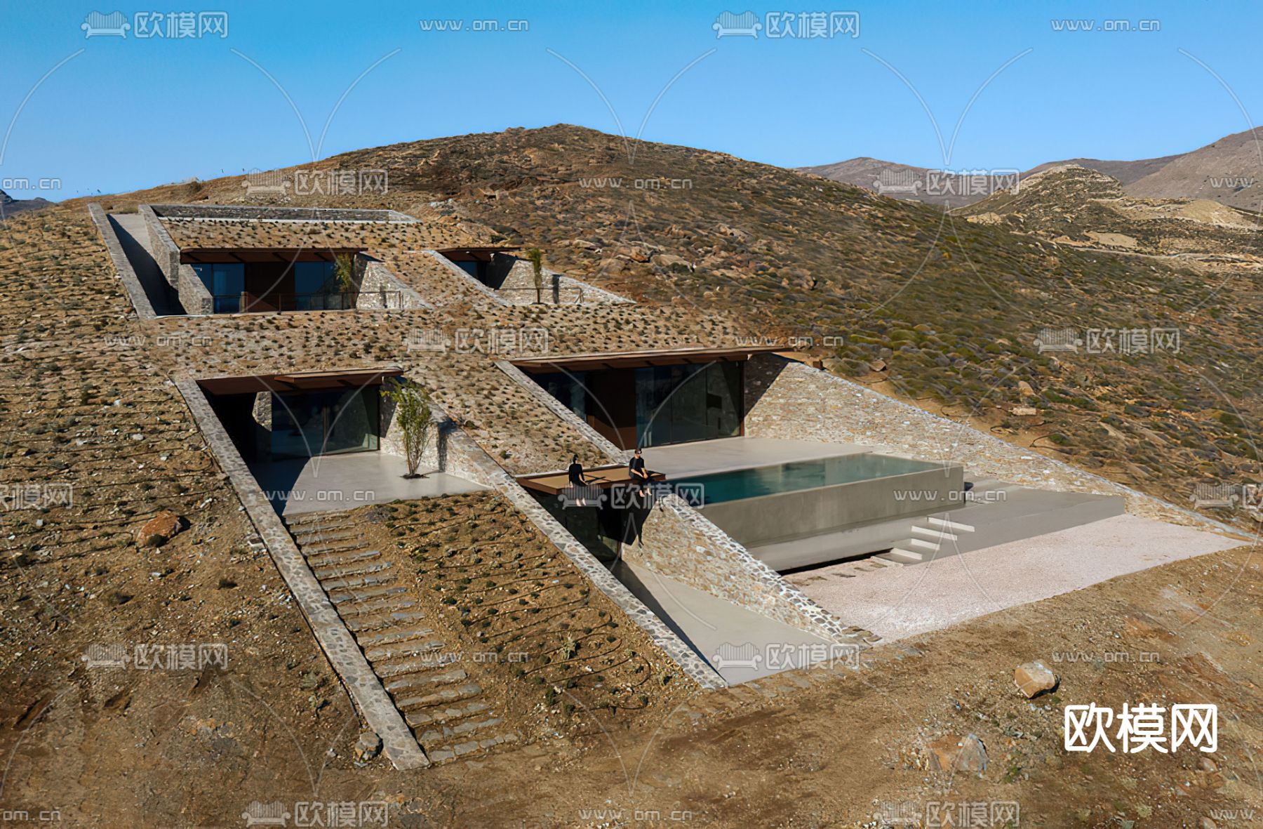 现代民宿外观su模型下载（渲染图3）