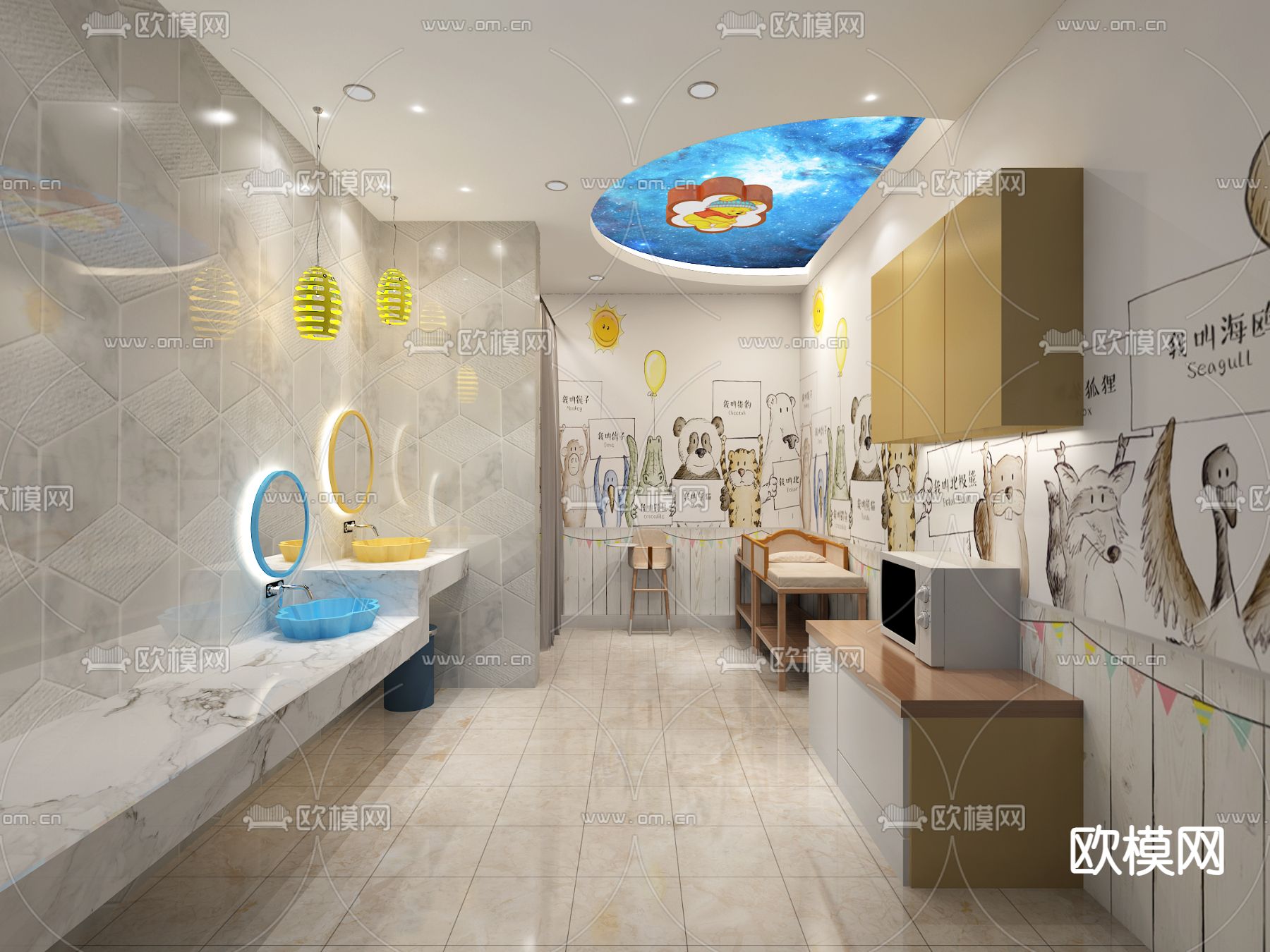 现代母婴室su模型下载（渲染图1）