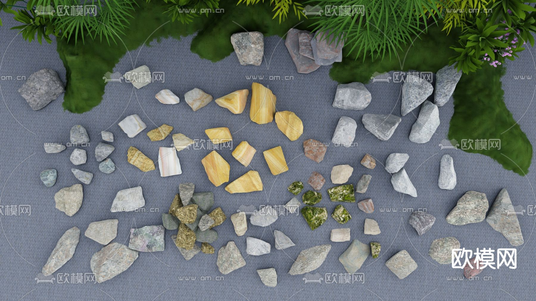 景观石 条石 假山 石块su模型下载（渲染图2）