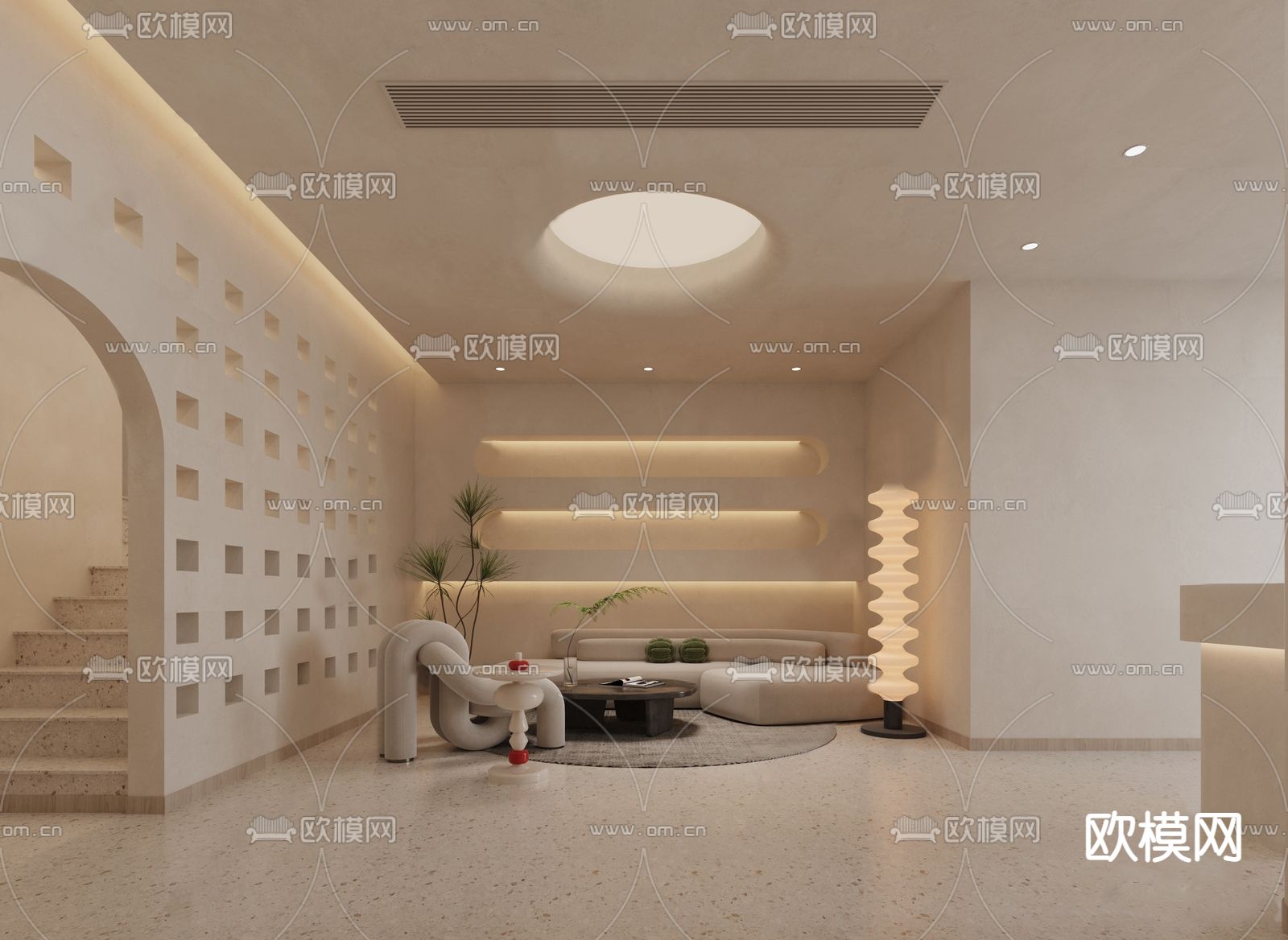 侘寂风美容sps店 休息区su模型下载（渲染图1）