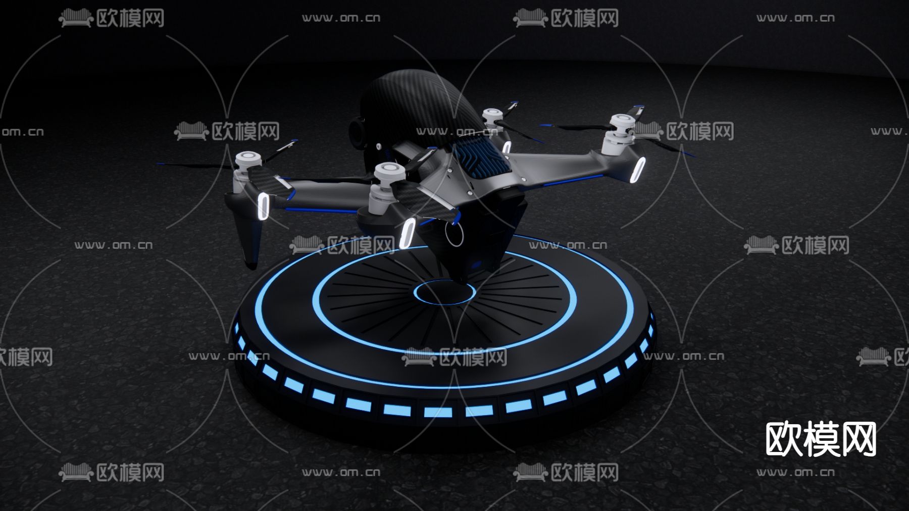 科技感无人机su模型下载（渲染图1）