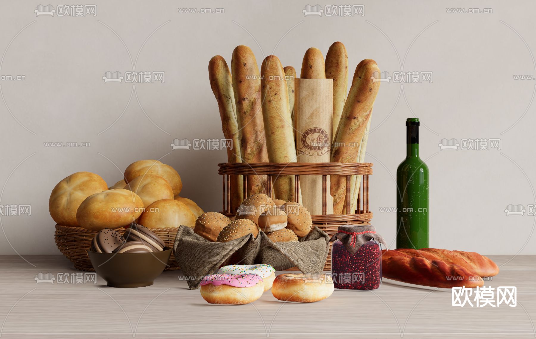 面包 食物 点心su模型下载（渲染图1）