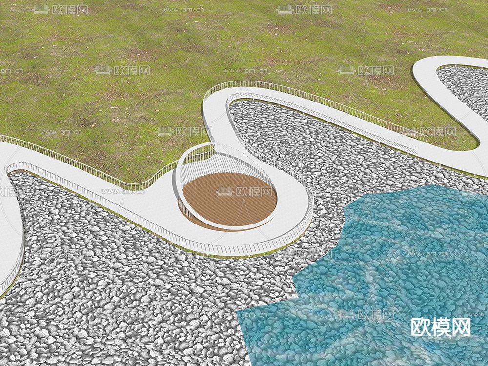 滨水休闲平台su模型下载（渲染图2）