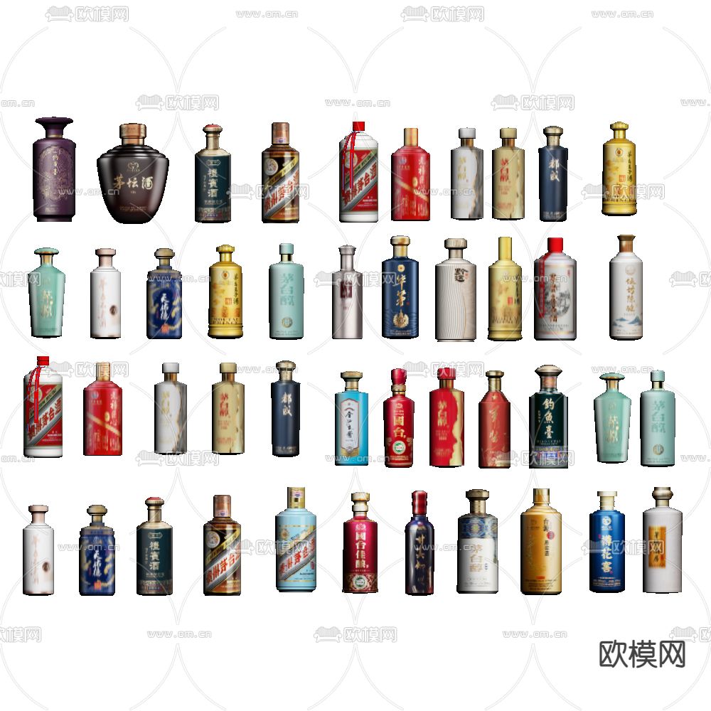 酒瓶 酒坛 酒罐 白酒su模型下载（渲染图2）