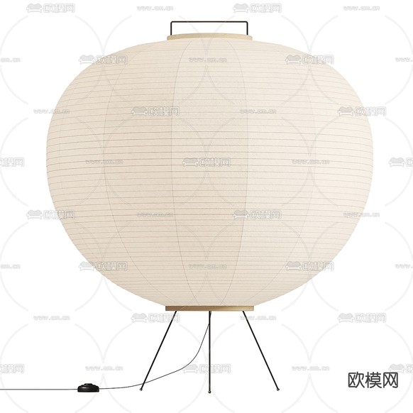 日式落地灯 纸灯笼落地灯3d模型下载(渲染图1)