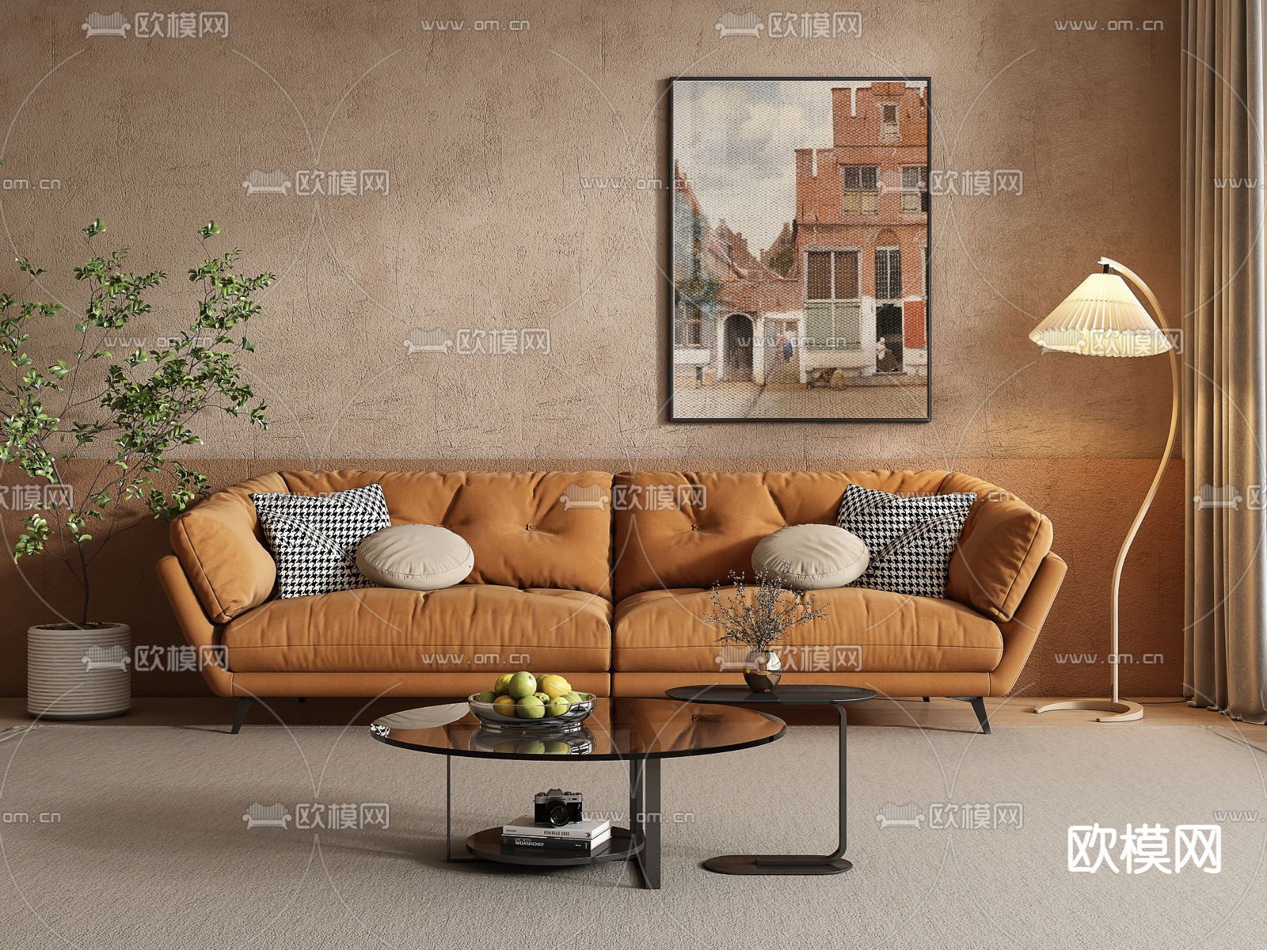 侘寂双人沙发3d模型型下载（渲染图1）