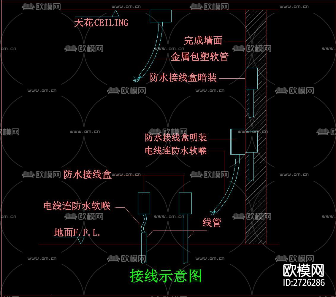 厨房后厨CAD大样图下载（渲染图4）