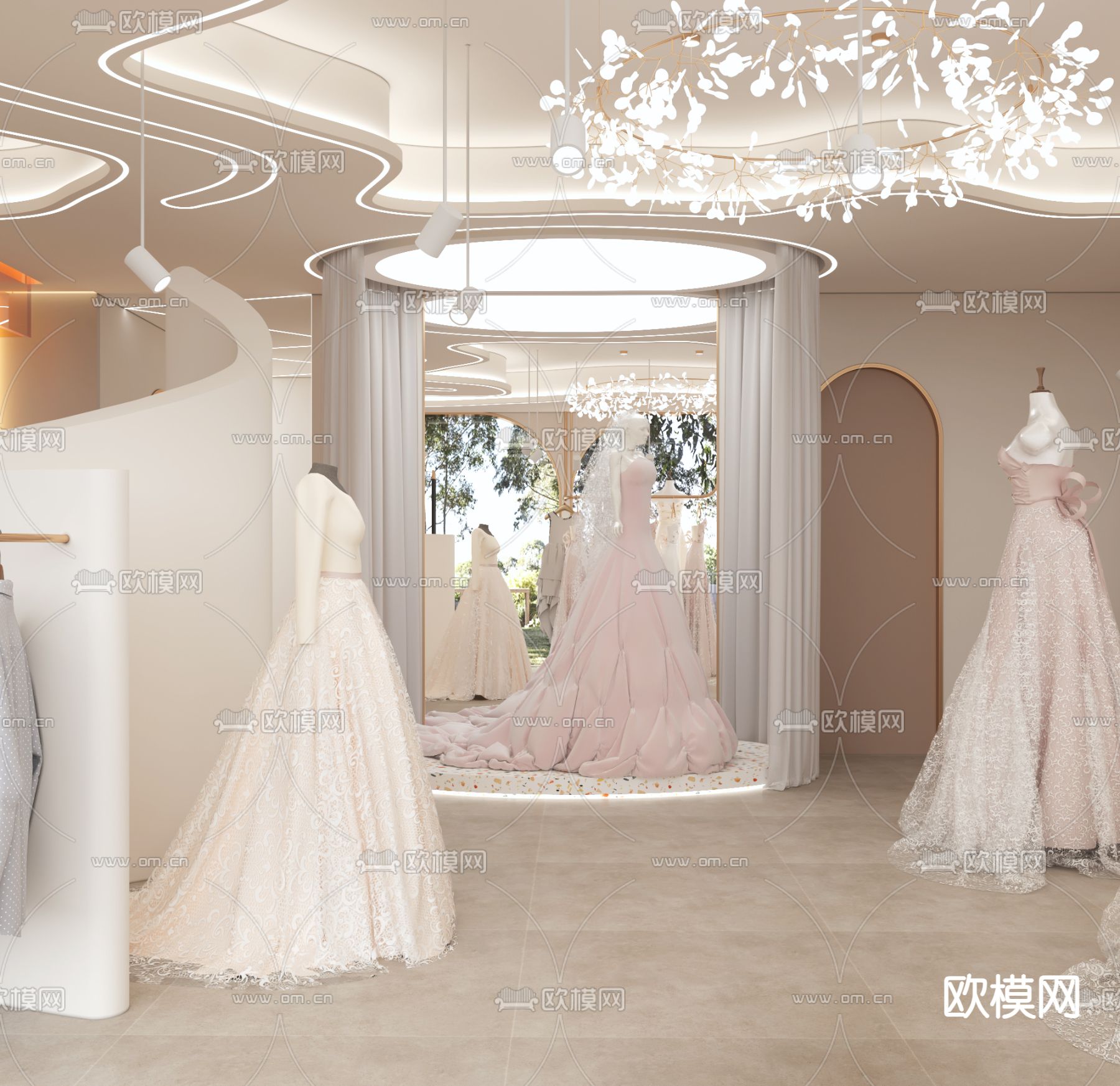 轻奢婚纱店3d模型下载（渲染图3）
