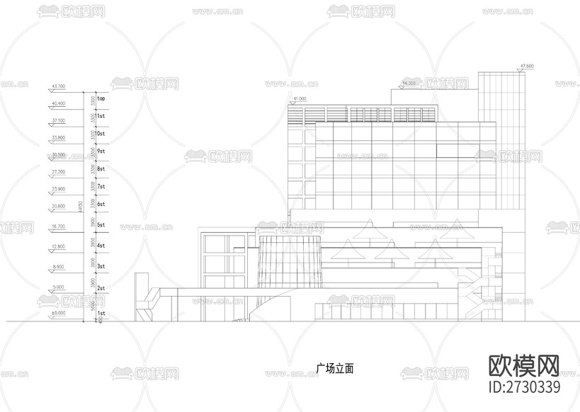 商業(yè)及辦公樓建筑cad平面圖下載(渲染圖10)