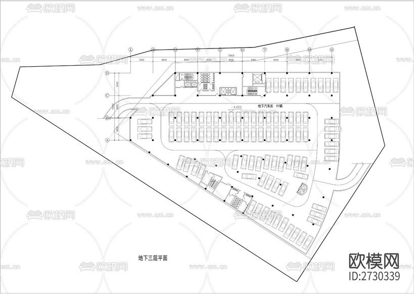商業(yè)及辦公樓建筑cad平面圖下載(渲染圖2)