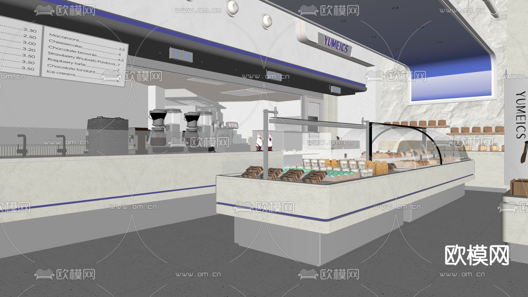 现代烘培面包店su模型下载（渲染图2）