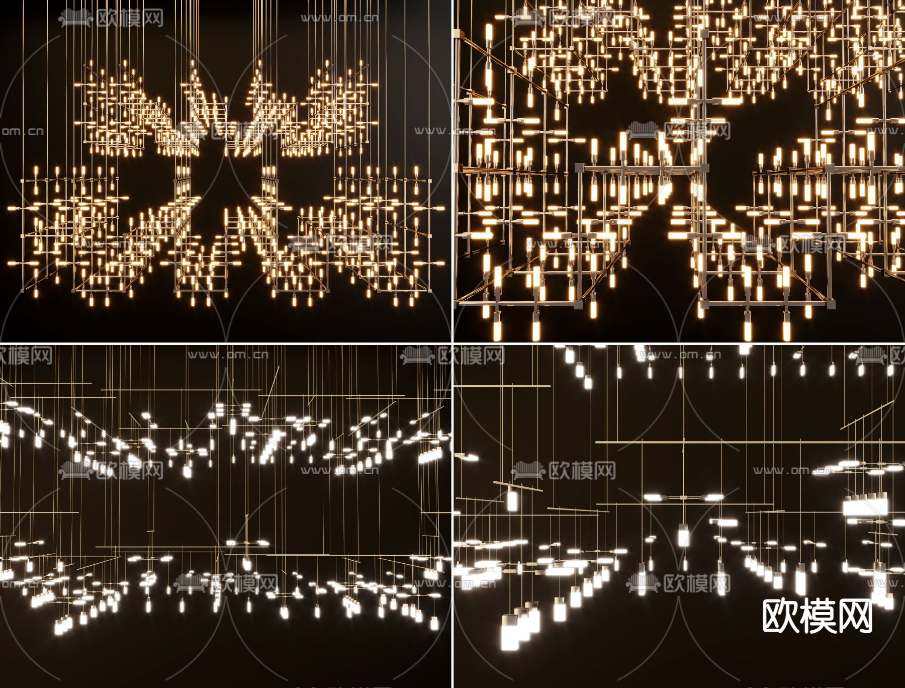 矩阵吊灯 装饰灯 大堂吊灯3d模型下载