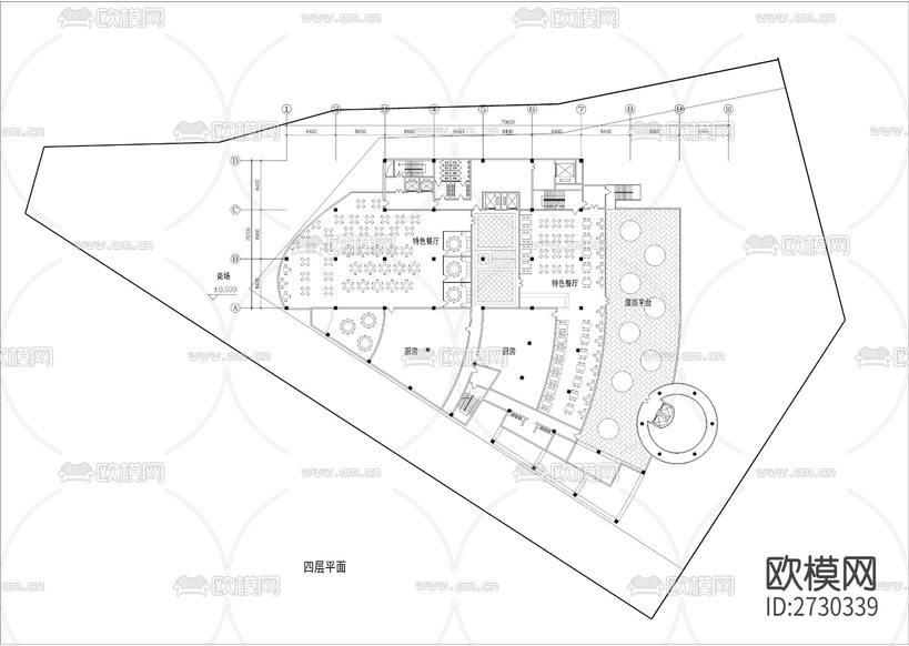 商業(yè)及辦公樓建筑cad平面圖下載(渲染圖4)