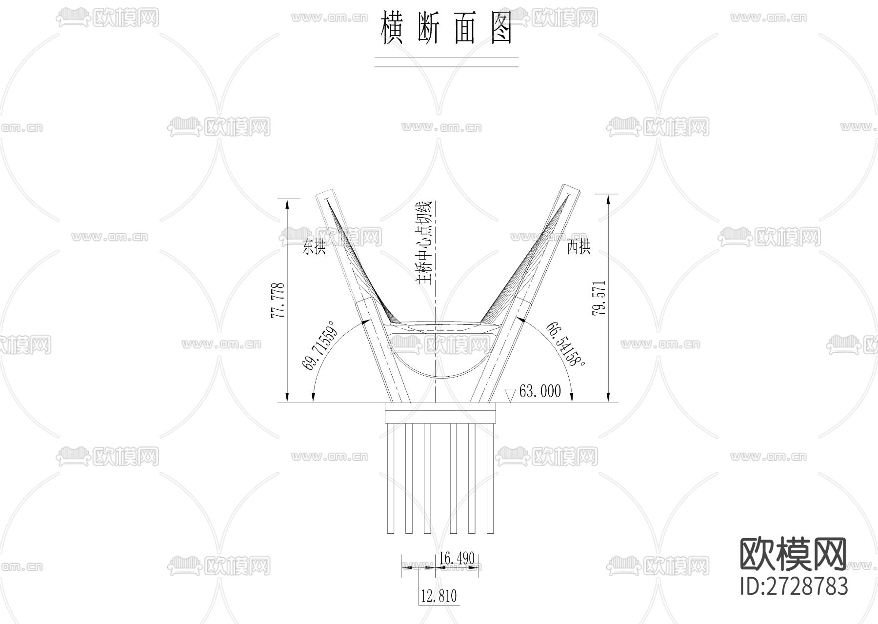 景观大桥桥型总体布置图下载（渲染图2）