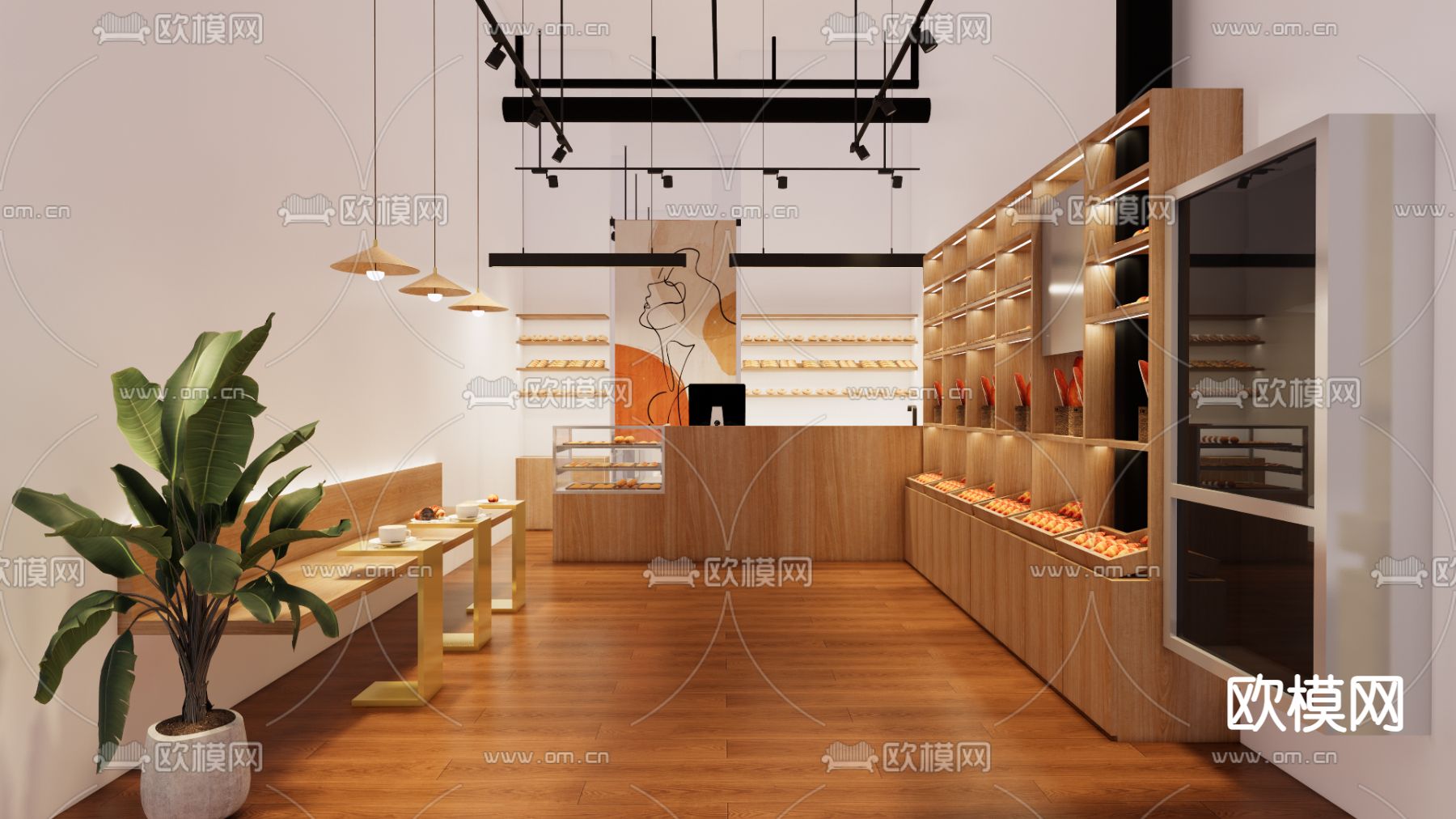 现代面包店su模型下载（渲染图1）