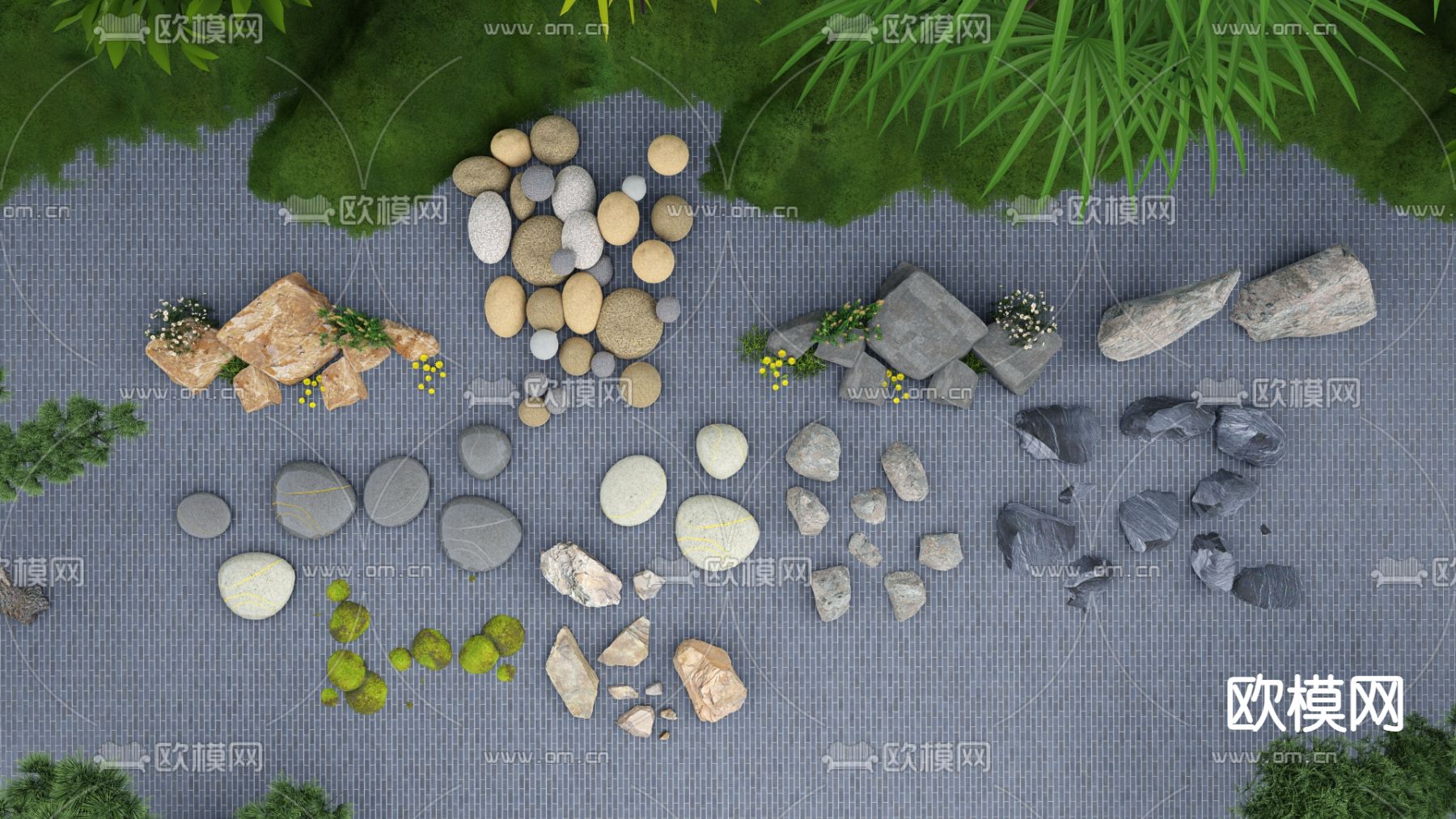 景观石 条石 石块su模型下载_ID14179229_sketchup模型下载-欧模网