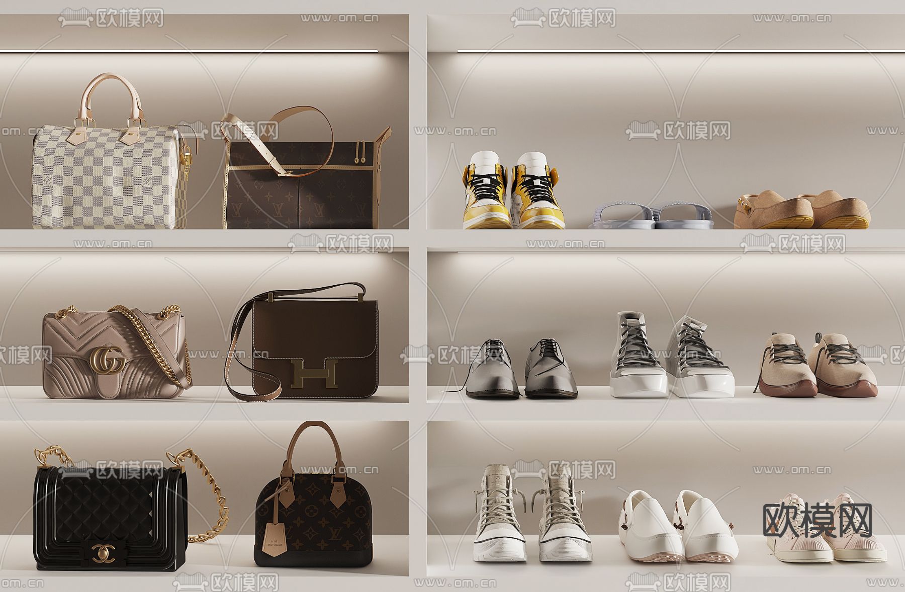 包包 女士包 运动鞋 鞋子3d模型下载