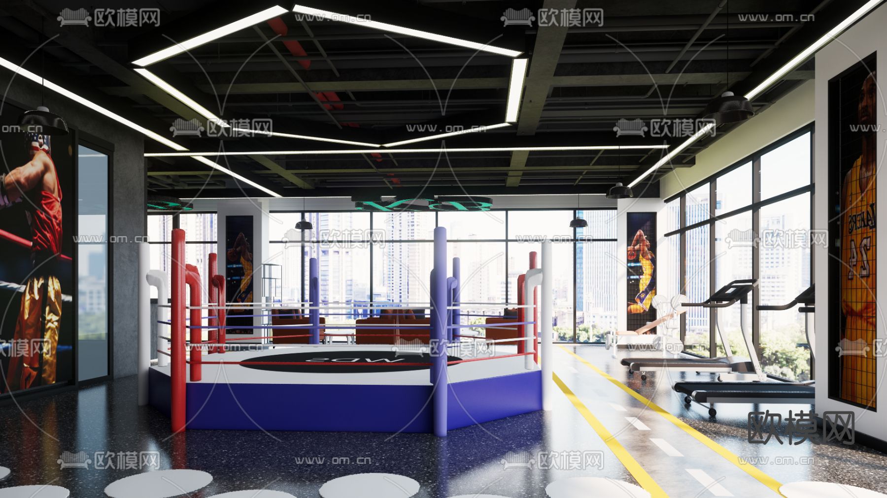现代健身房su模型下载（渲染图1）