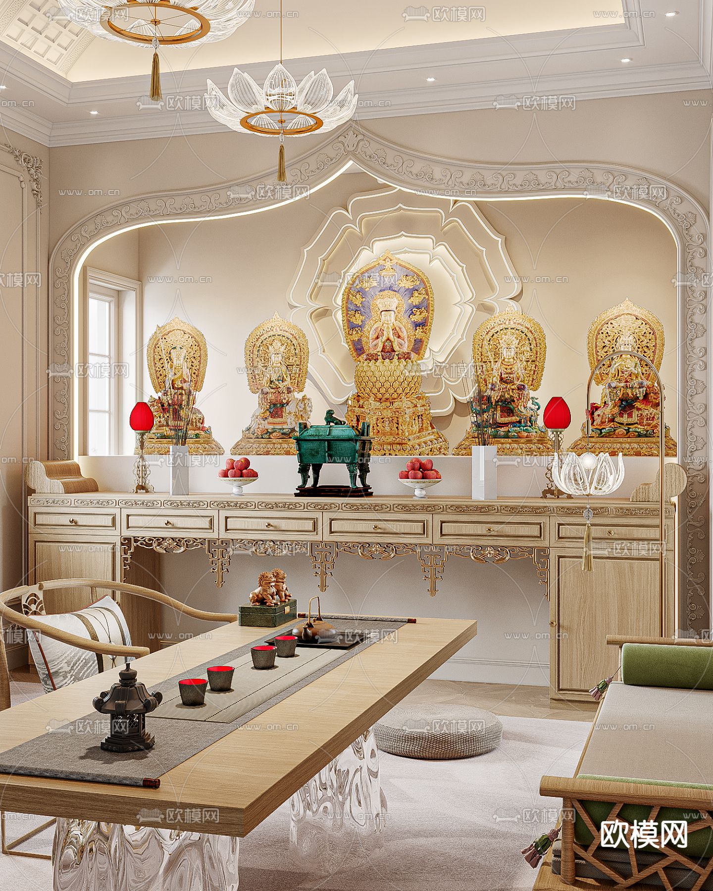 佛堂 教堂3d模型下载（渲染图2）
