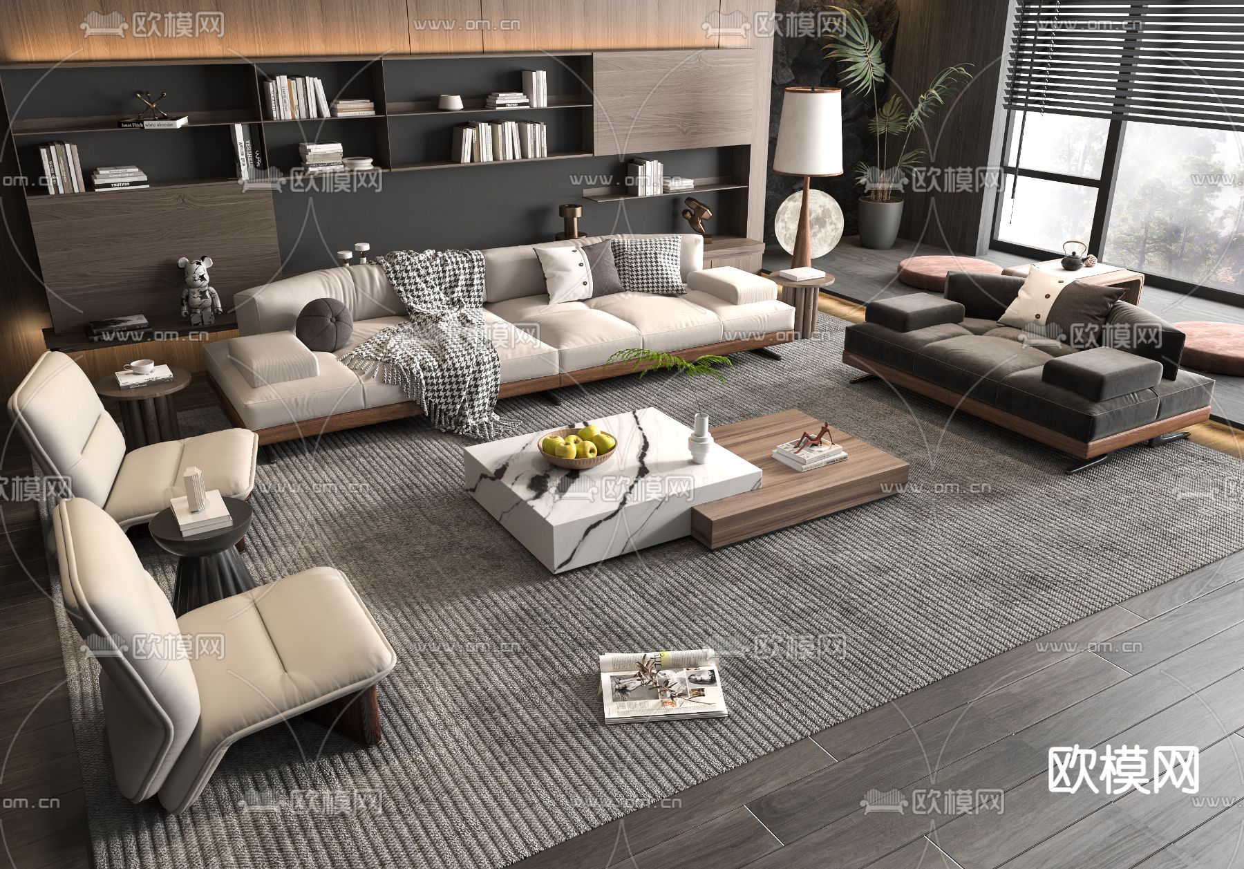 现代组合沙发3d模型下载