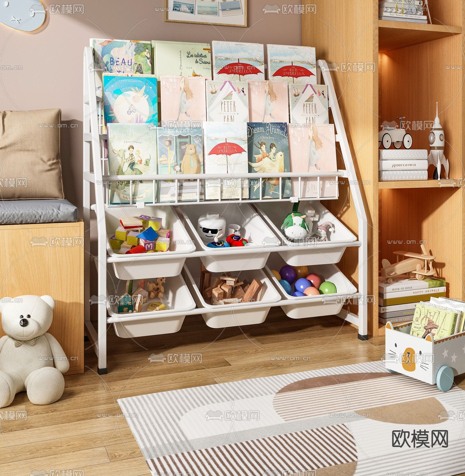 儿童画本书架su模型下载（渲染图1）