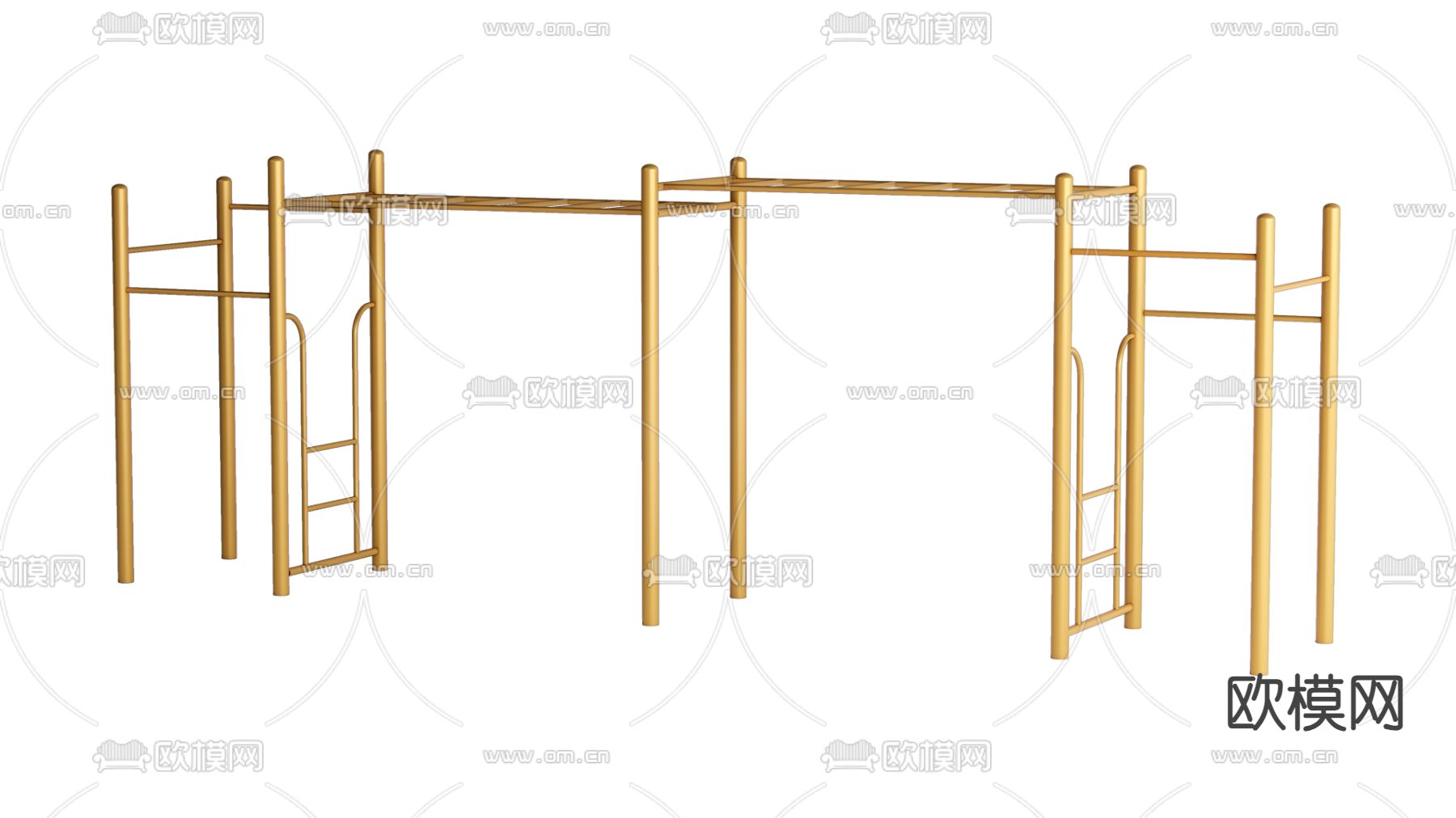 单杠 云梯 户外健身器材su模型下载（渲染图1）