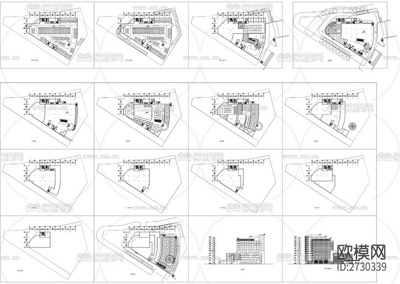 商業(yè)及辦公樓建筑cad平面圖下載(渲染圖1)