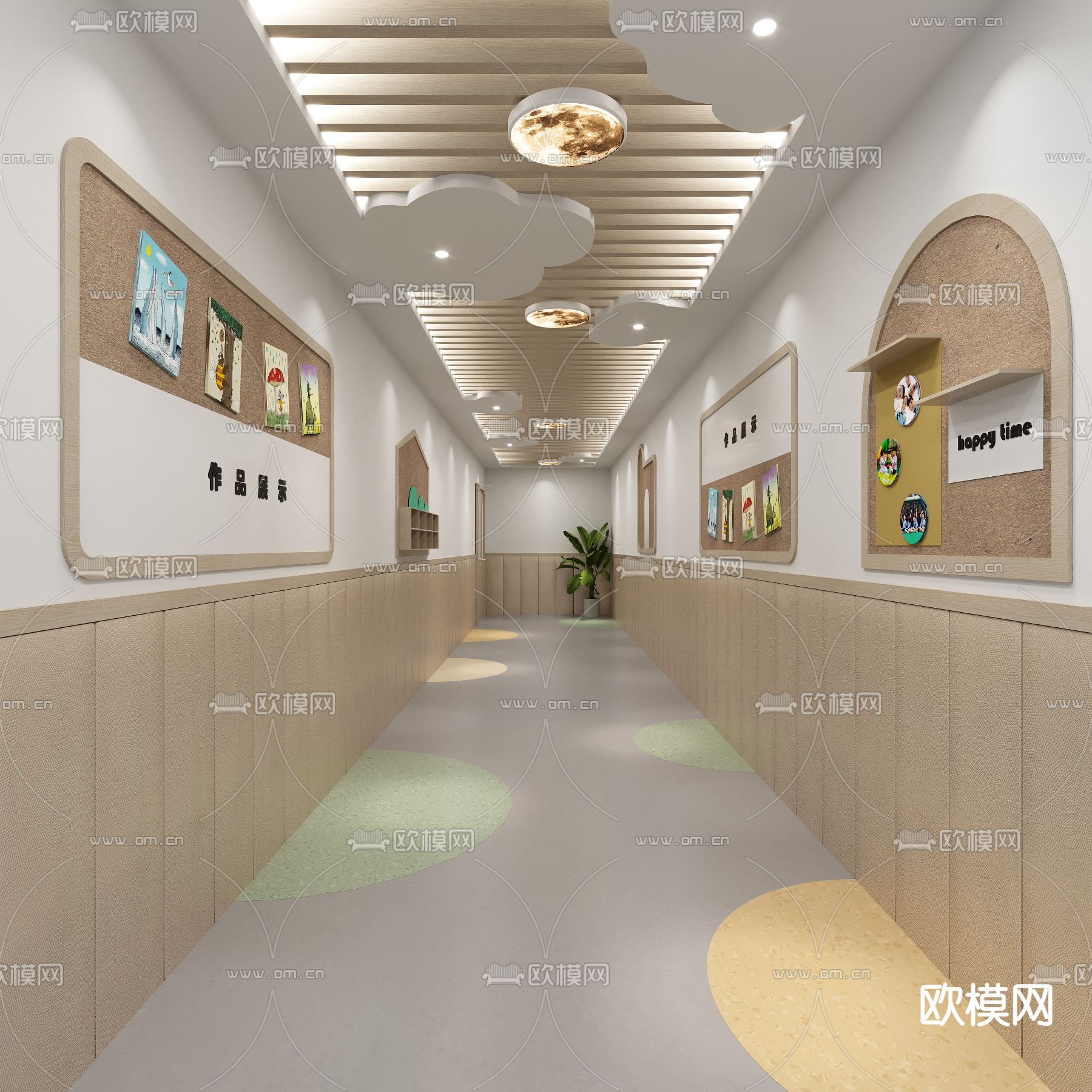 幼儿园走廊 过道3d模型下载