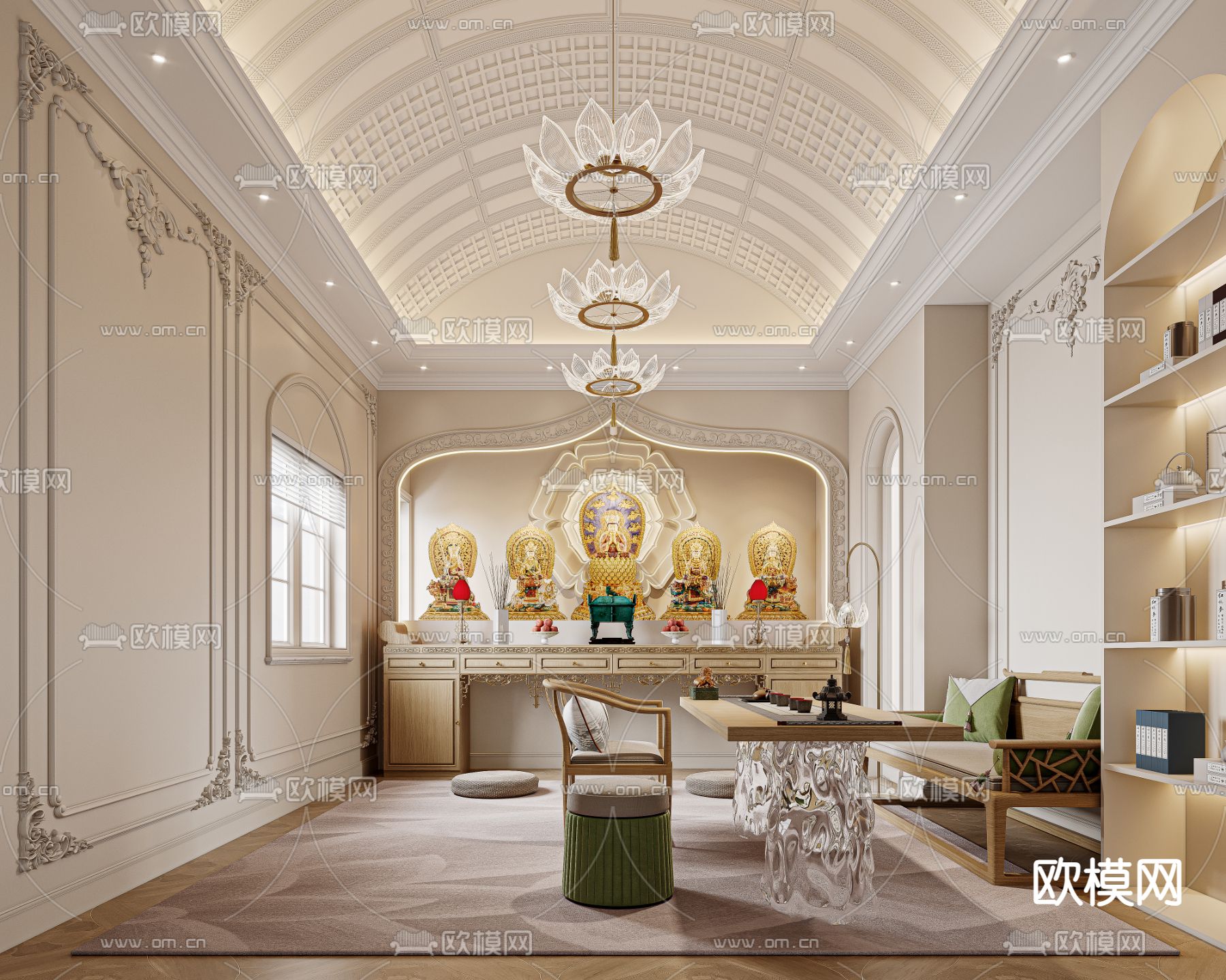 佛堂 教堂3d模型下载（渲染图1）