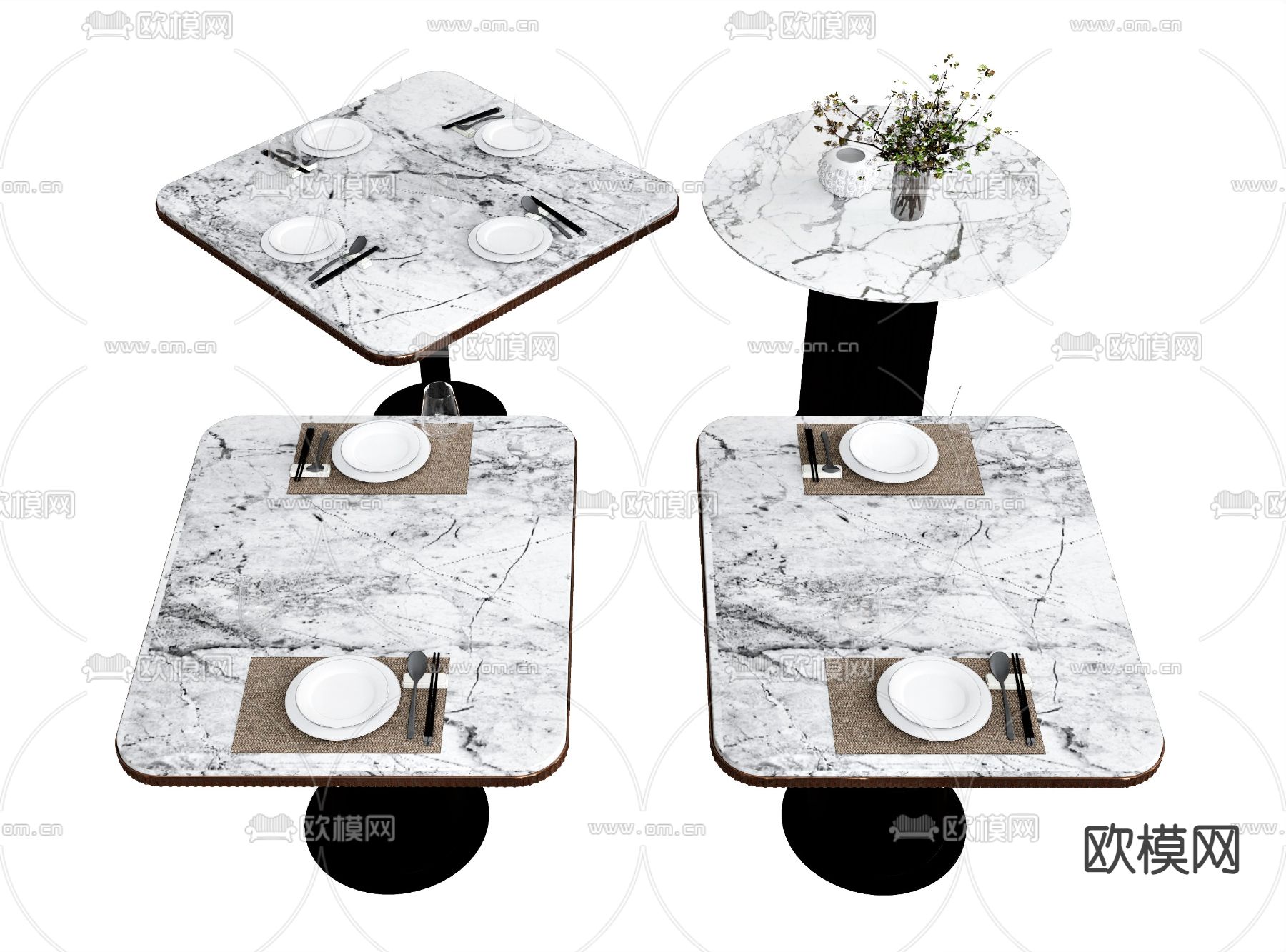 大理石餐桌su模型下载（渲染图1）