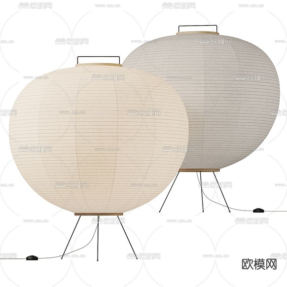 日式落地灯 纸灯笼落地灯3d模型下载(渲染图2)