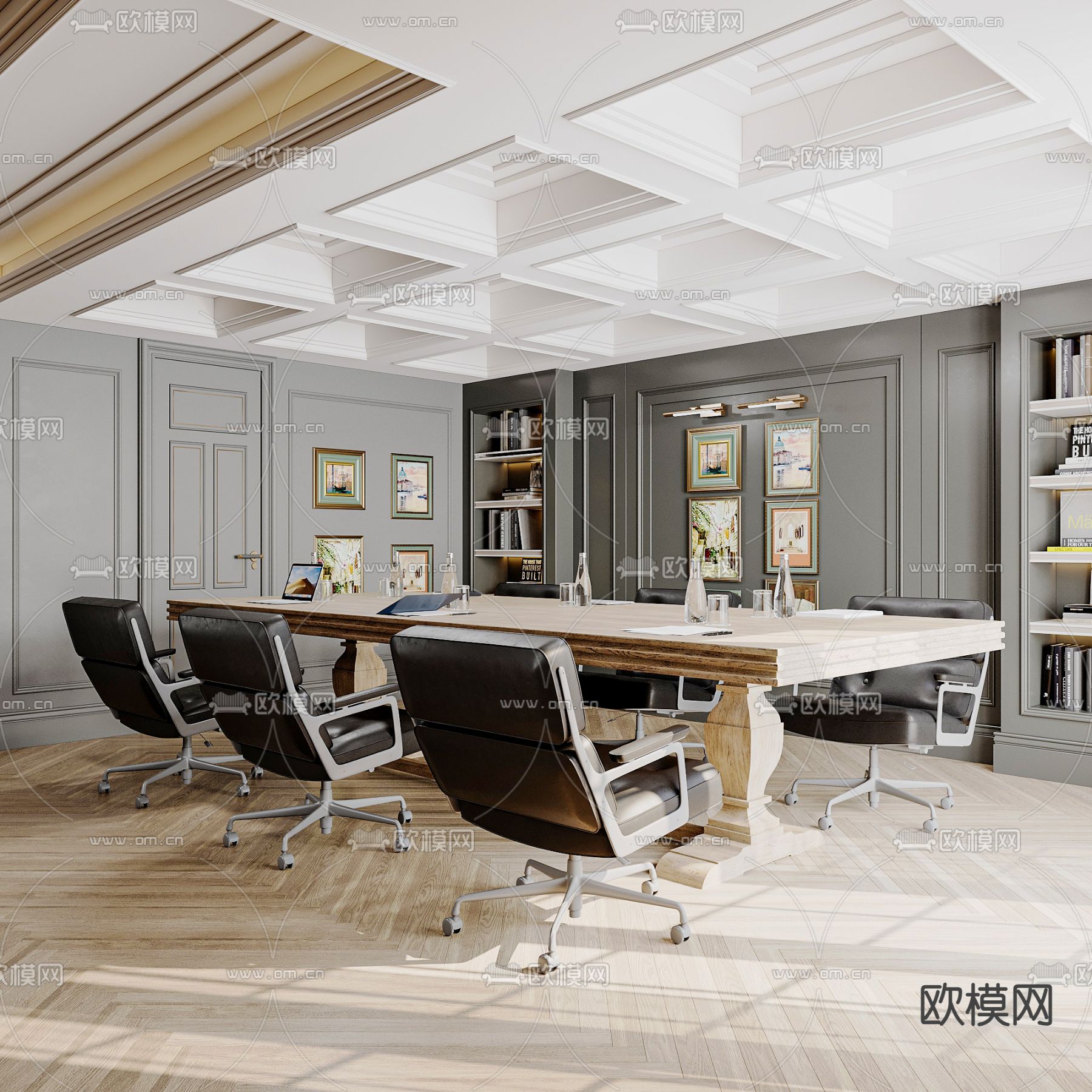 开放式办公区 办公室3d模型下载（渲染图2）