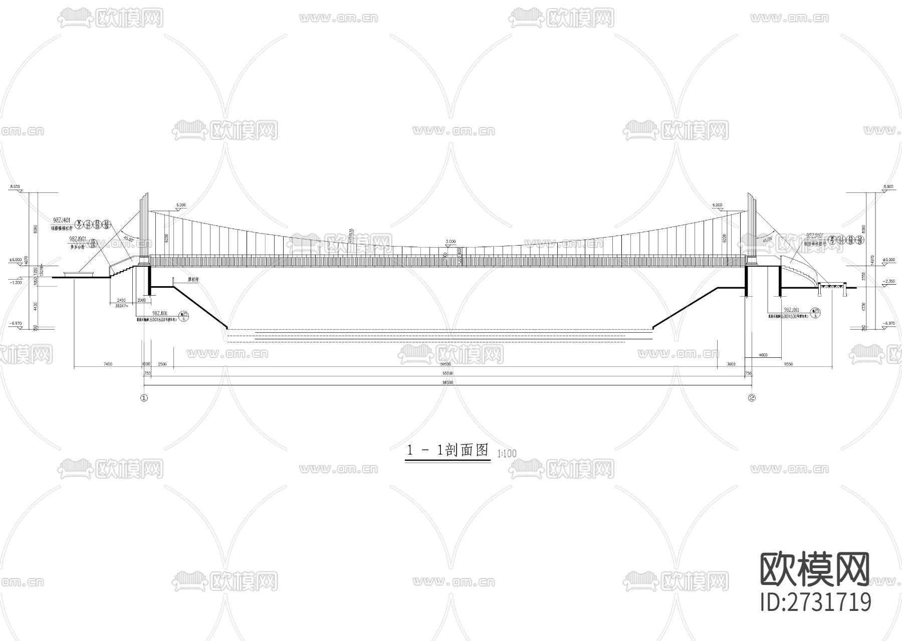 铁桥景观桥节点大样下载（渲染图3）