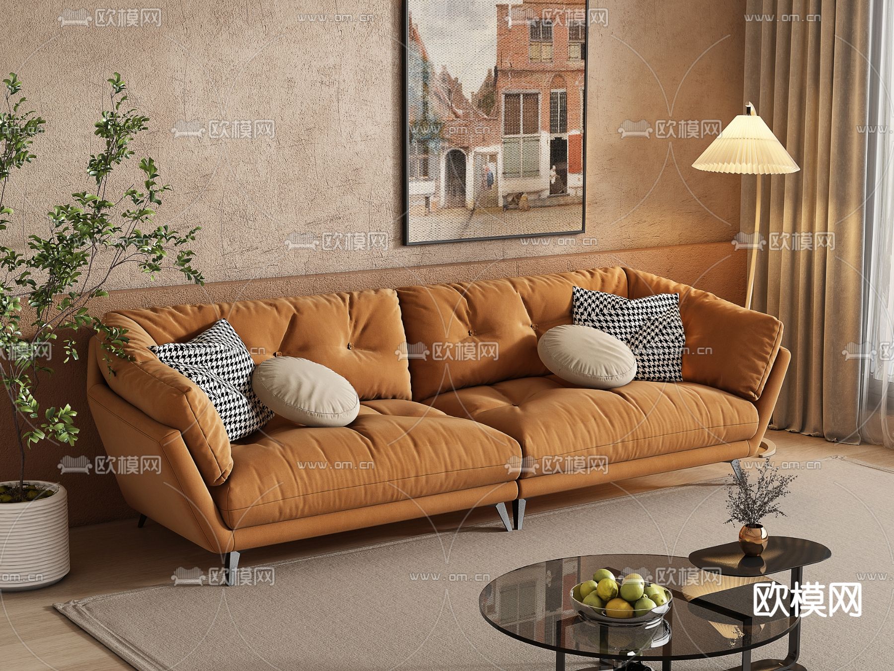 侘寂双人沙发3d模型型下载（渲染图2）