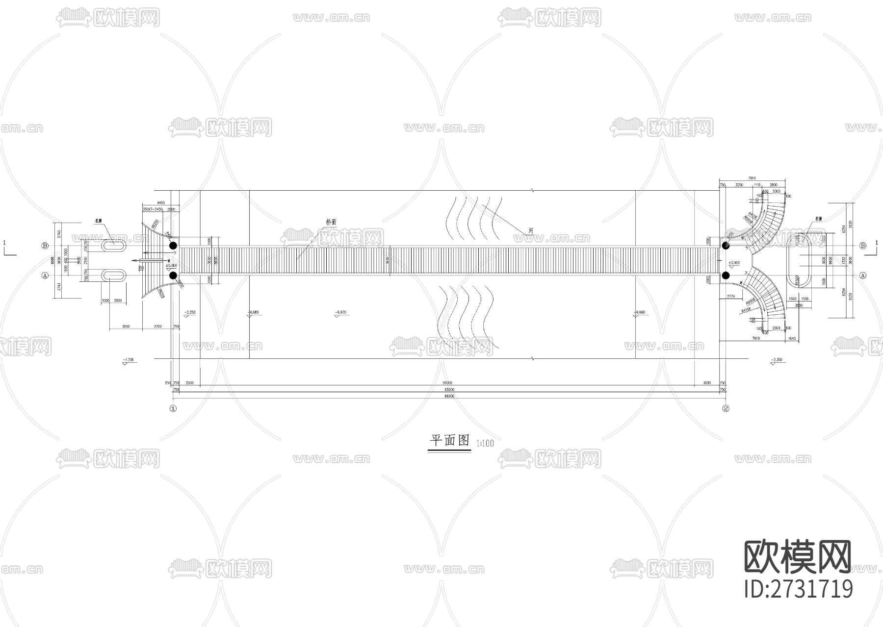 铁桥景观桥节点大样下载（渲染图1）