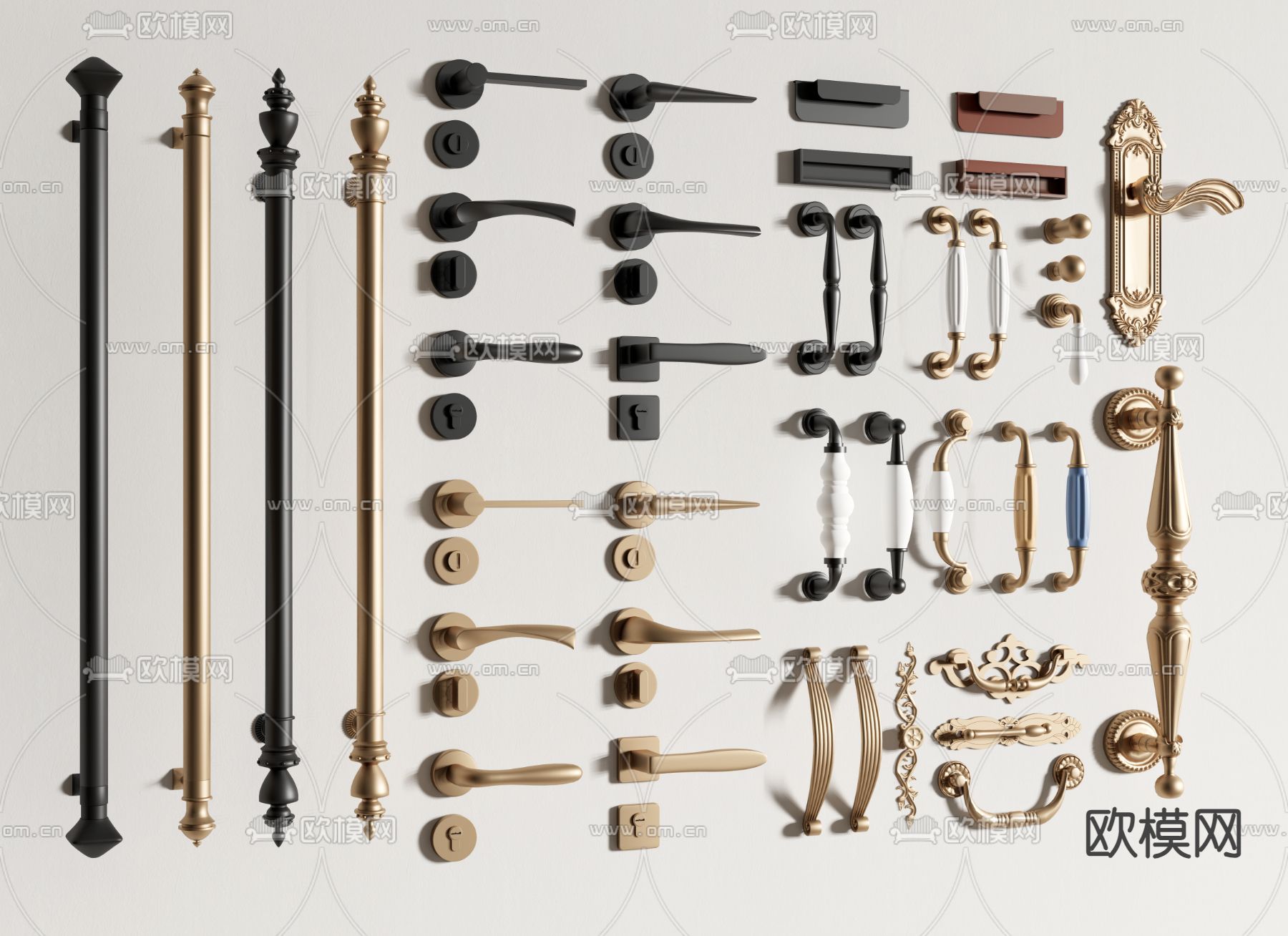 门把手 柜门拉手 门锁3d模型下载