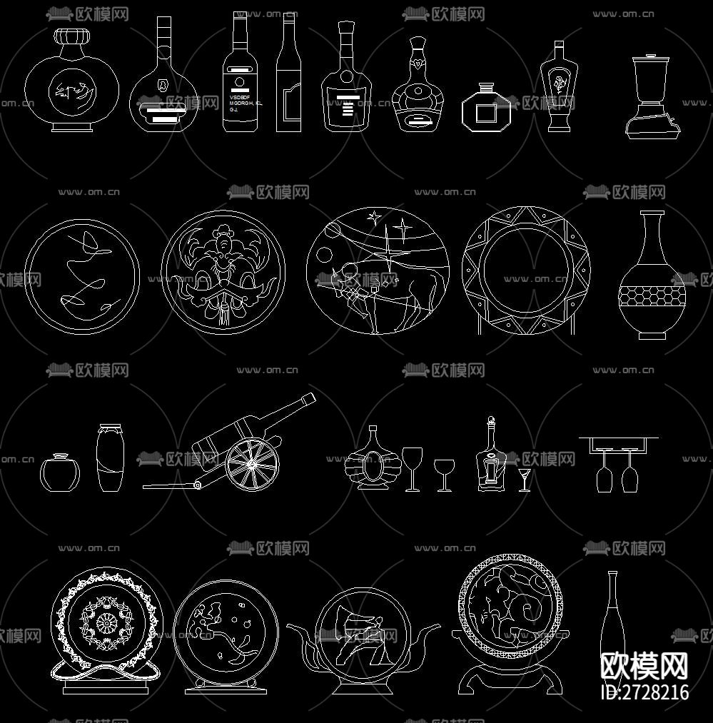 工艺品CAD图库下载（渲染图1）