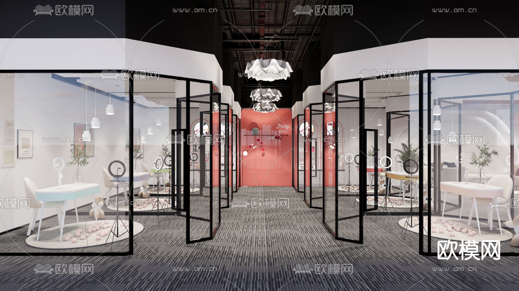 现代直播间su模型下载（渲染图1）