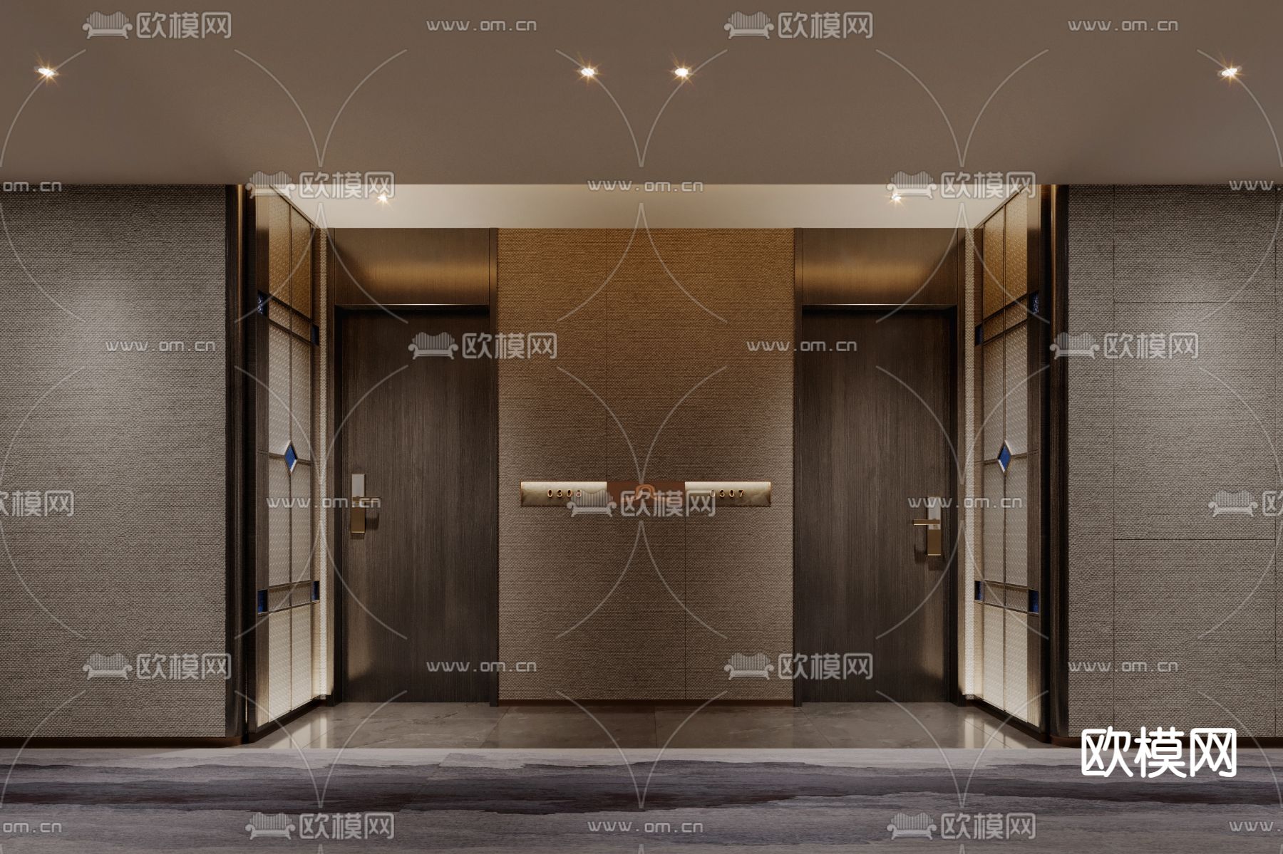 酒店走廊 过道3d模型下载（渲染图2）