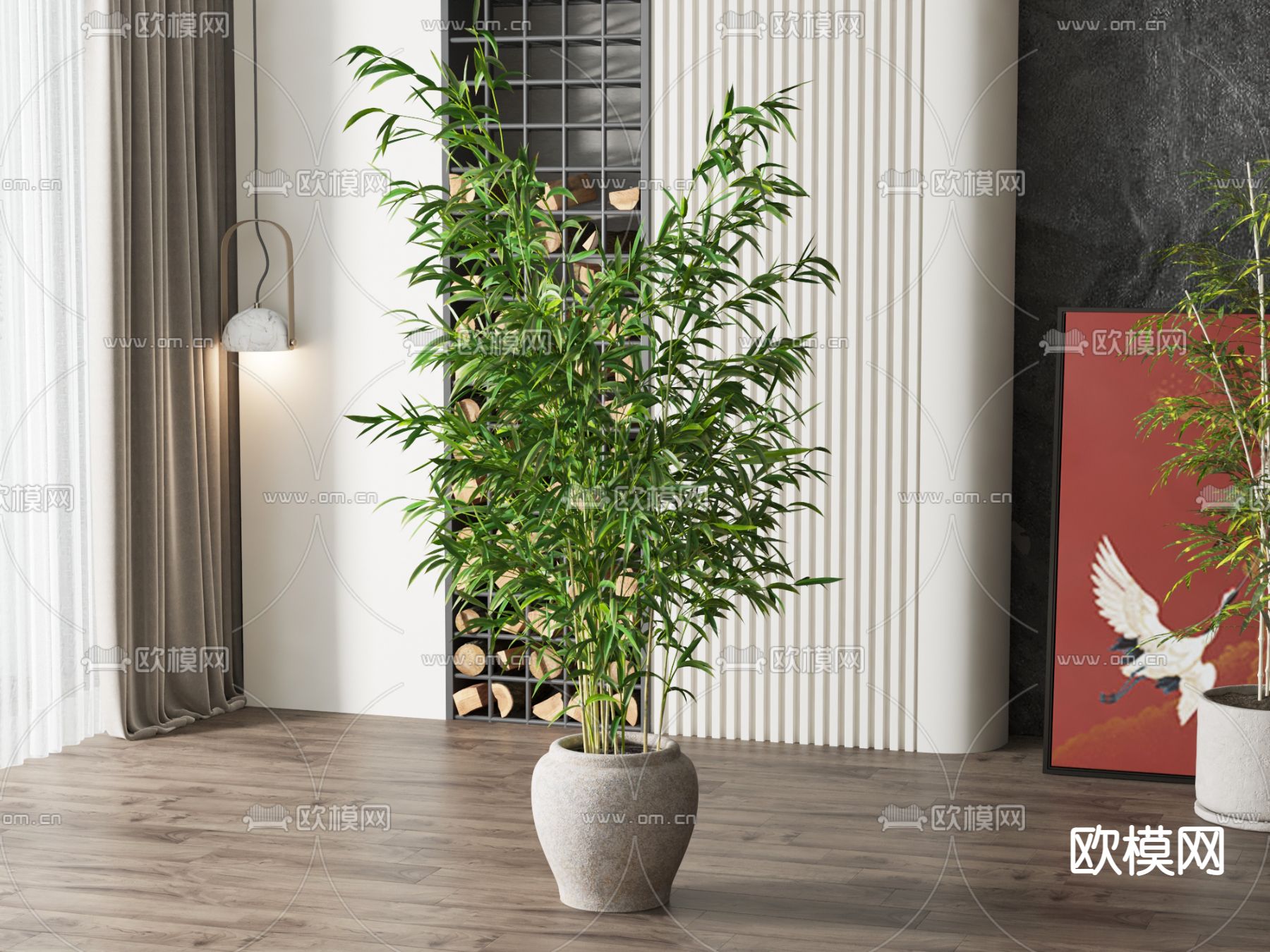 现代绿植盆栽su模型下载（渲染图1）