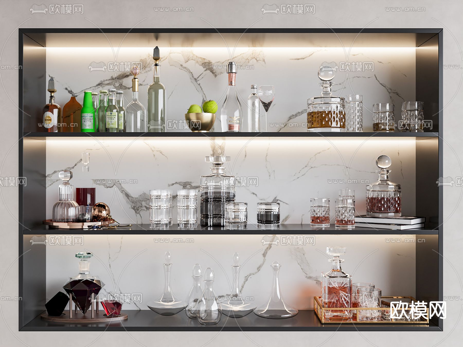 红酒 洋酒 酒瓶 酒架3d模型下载