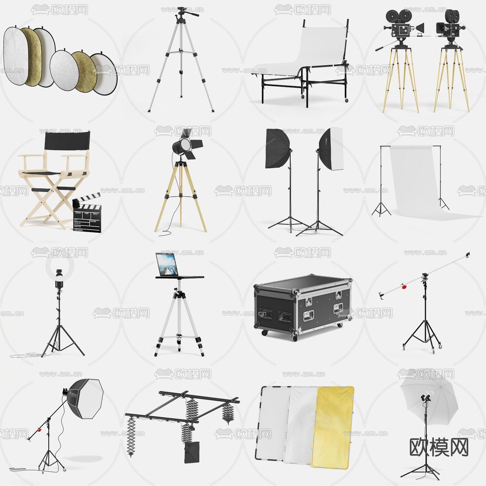 摄影器材 摄影棚 摄像机su模型下载（渲染图1）