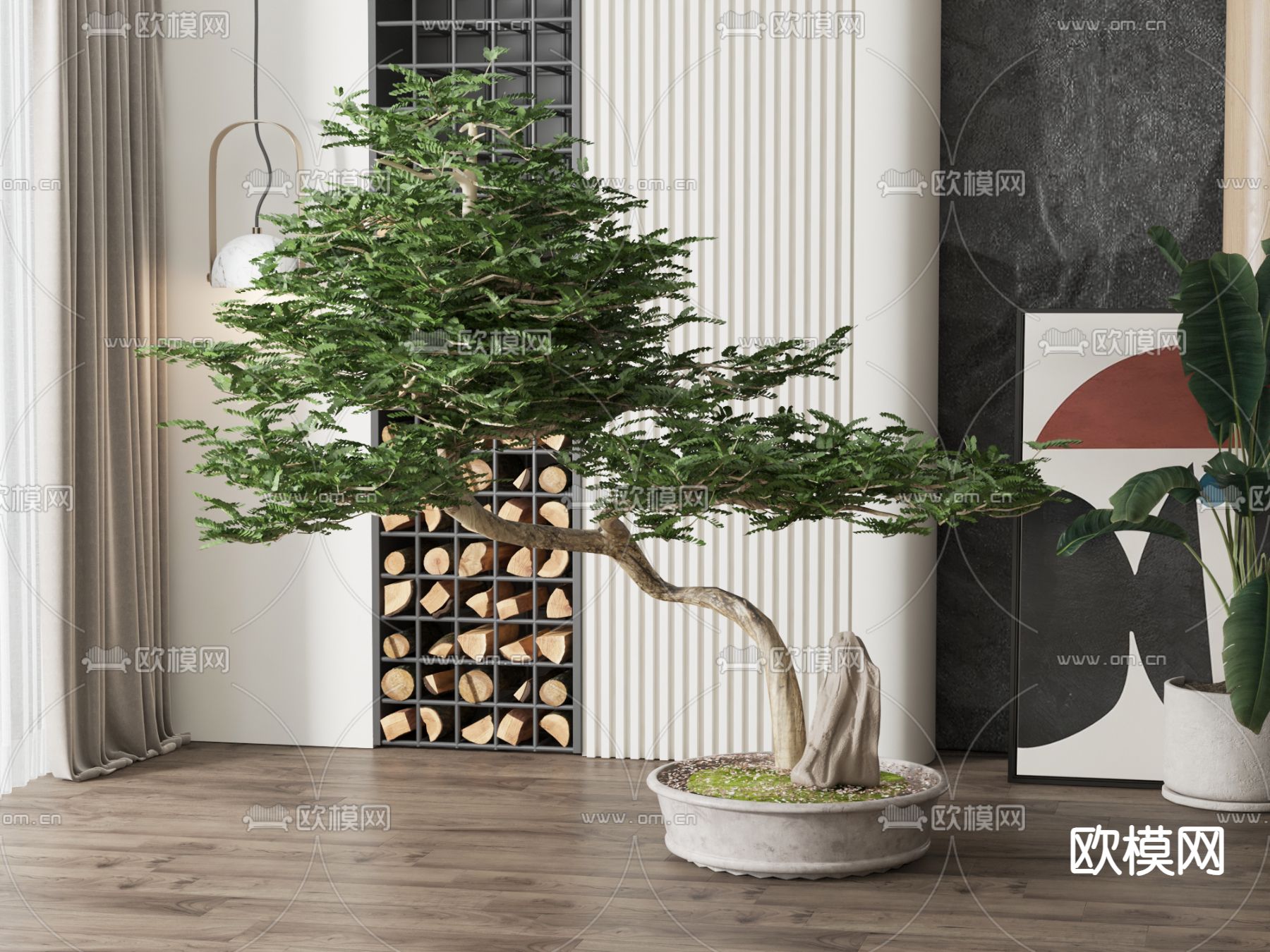 新中式盆栽 盆景su模型下载（渲染图1）