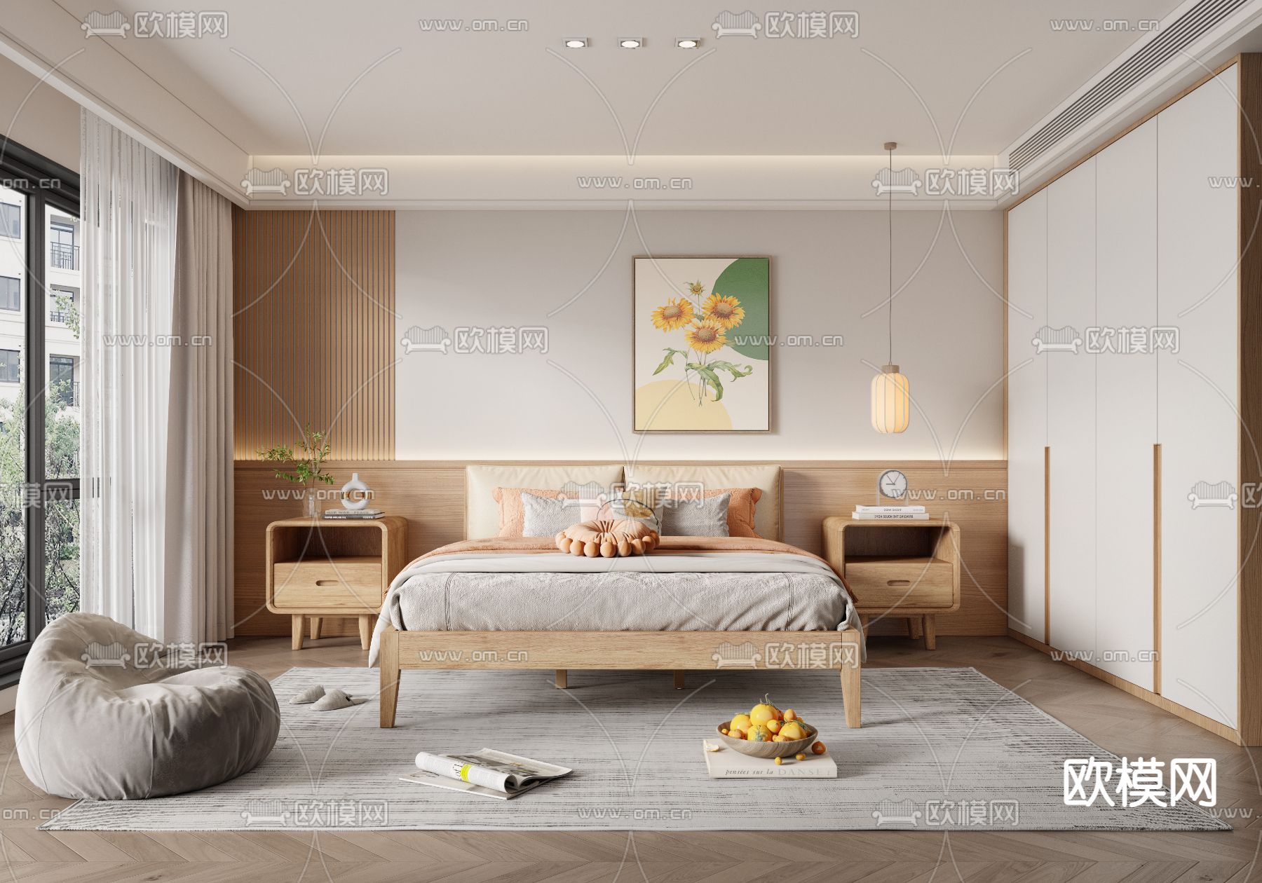 北欧卧室 主人房3d模型下载（渲染图1）