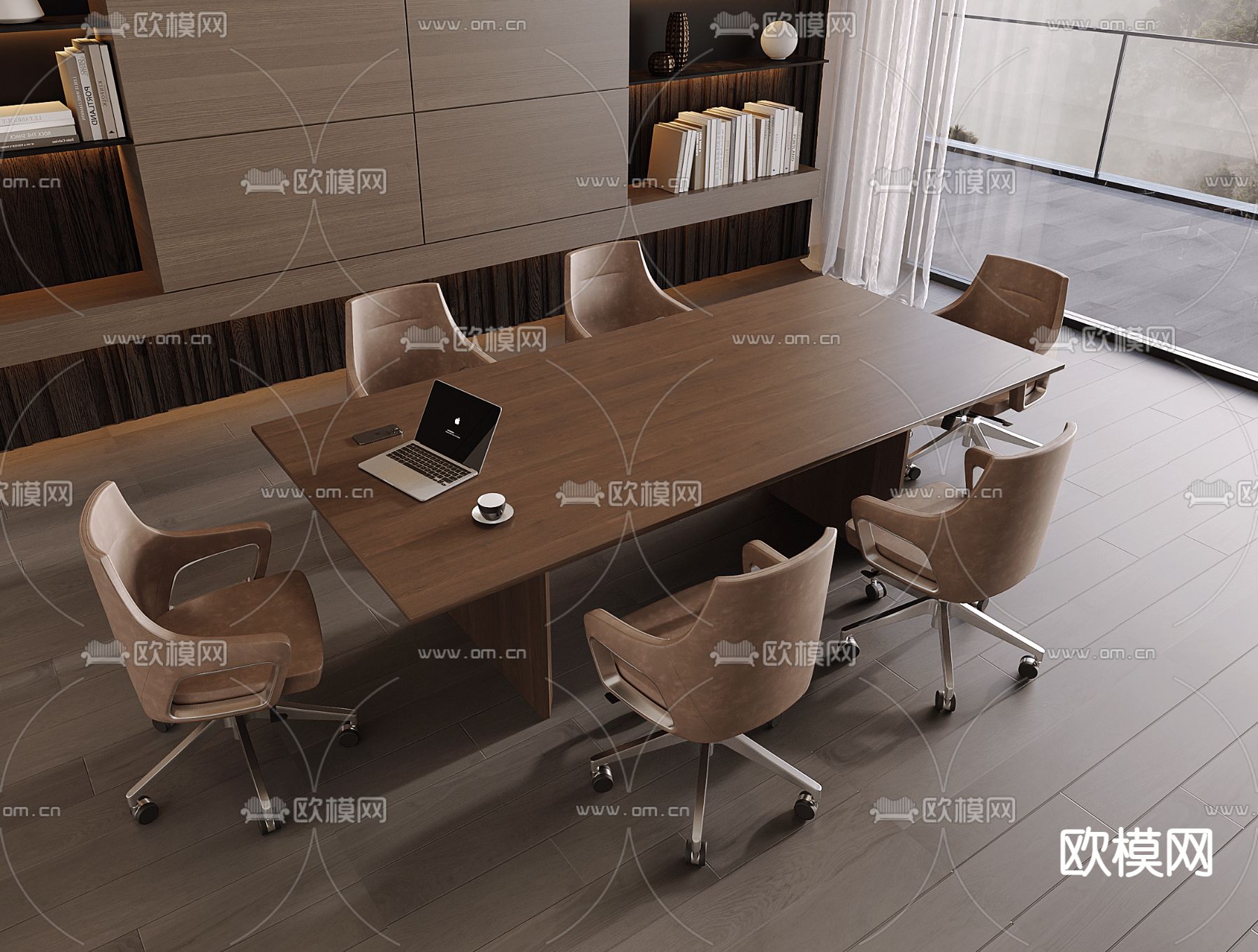 会议桌椅 会议台 3d模型下载（渲染图2）