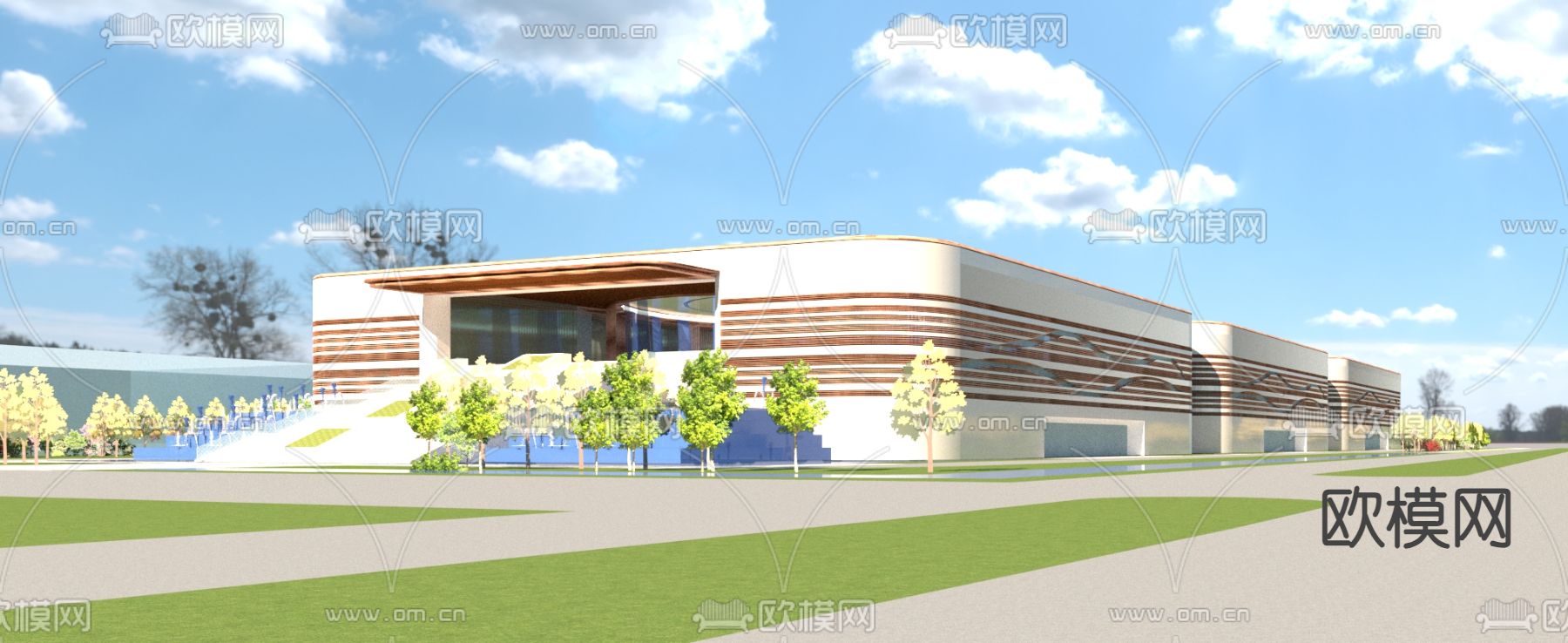 工业厂区外观su模型下载（渲染图1）