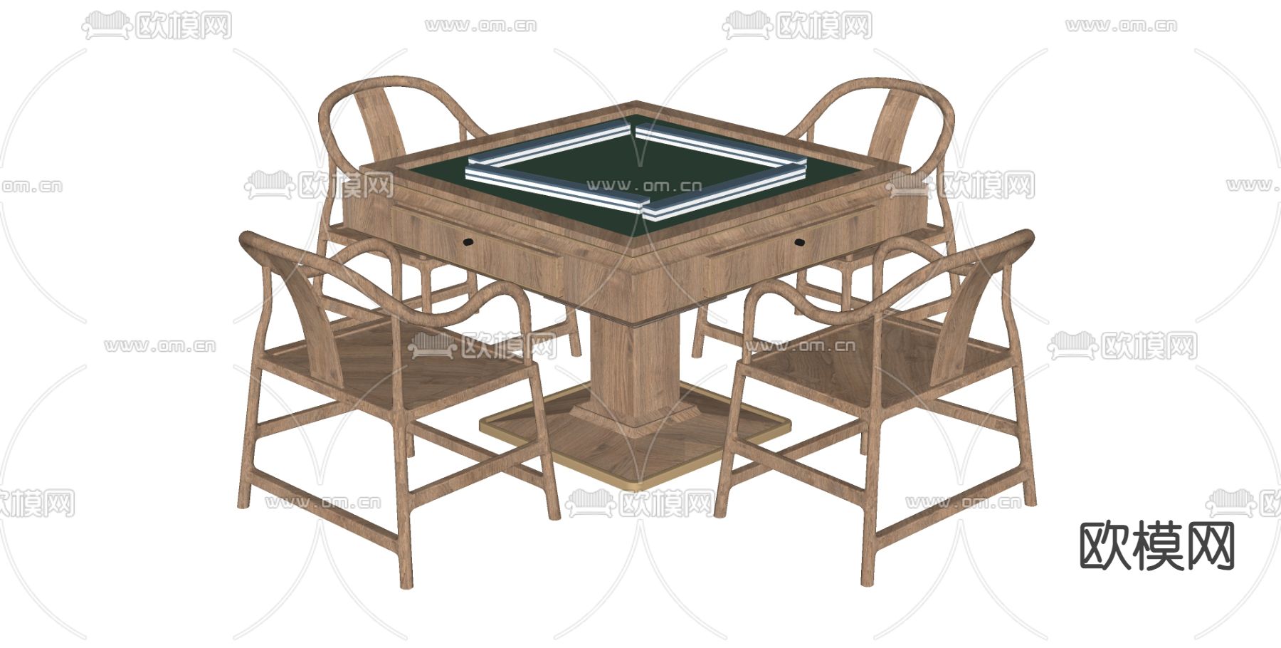 新中式麻将桌su模型下载（渲染图2）