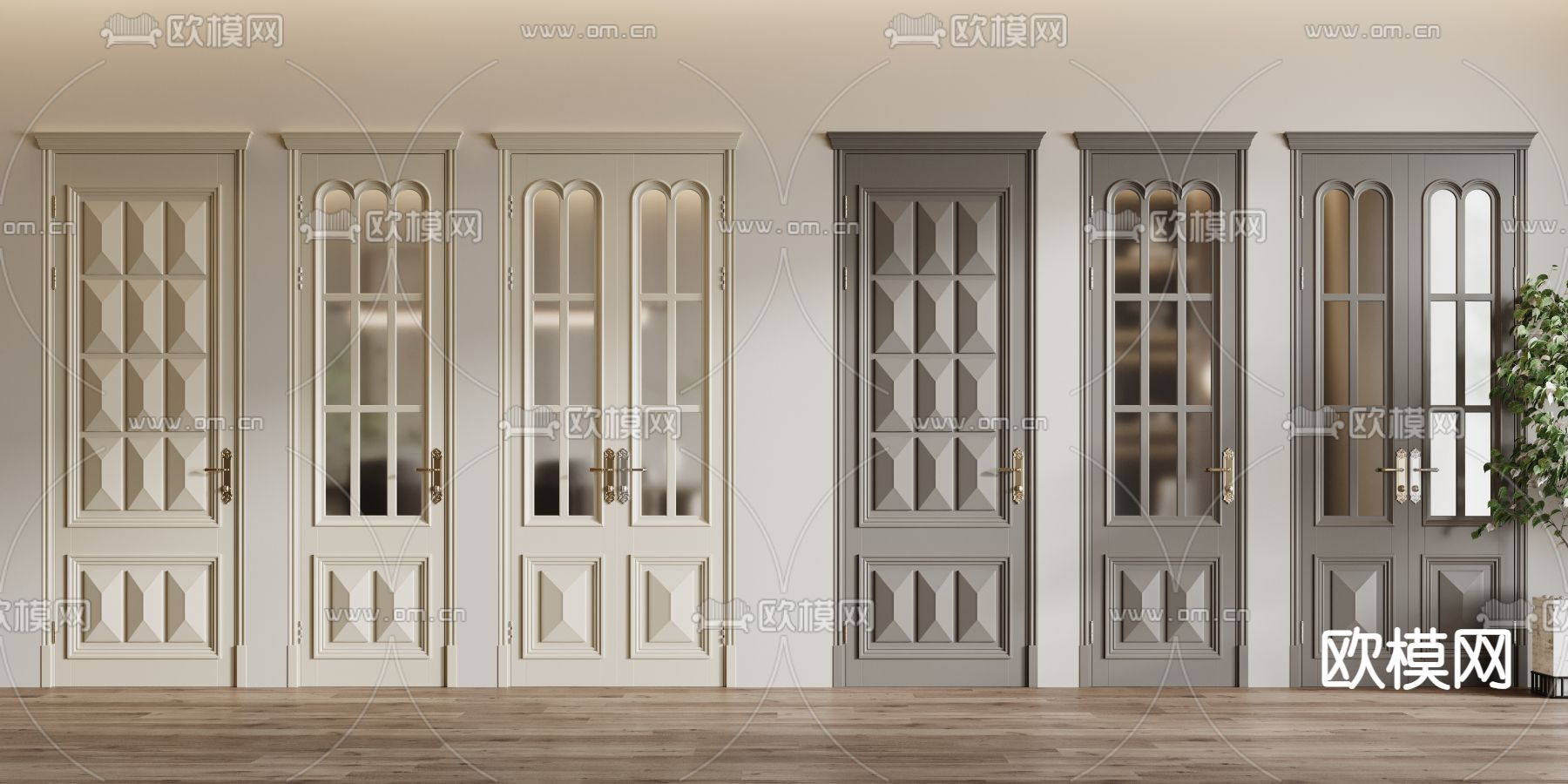 欧式单开门 双开门 平开门 厨卫门3d模型下载